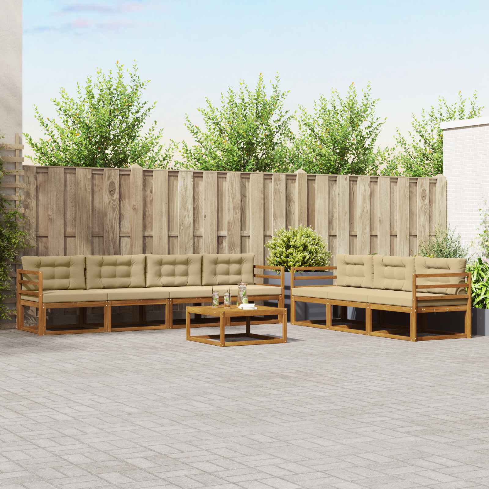 vidaXL Buiten bankenset 8 pcs Naturel Massief Acaciahout