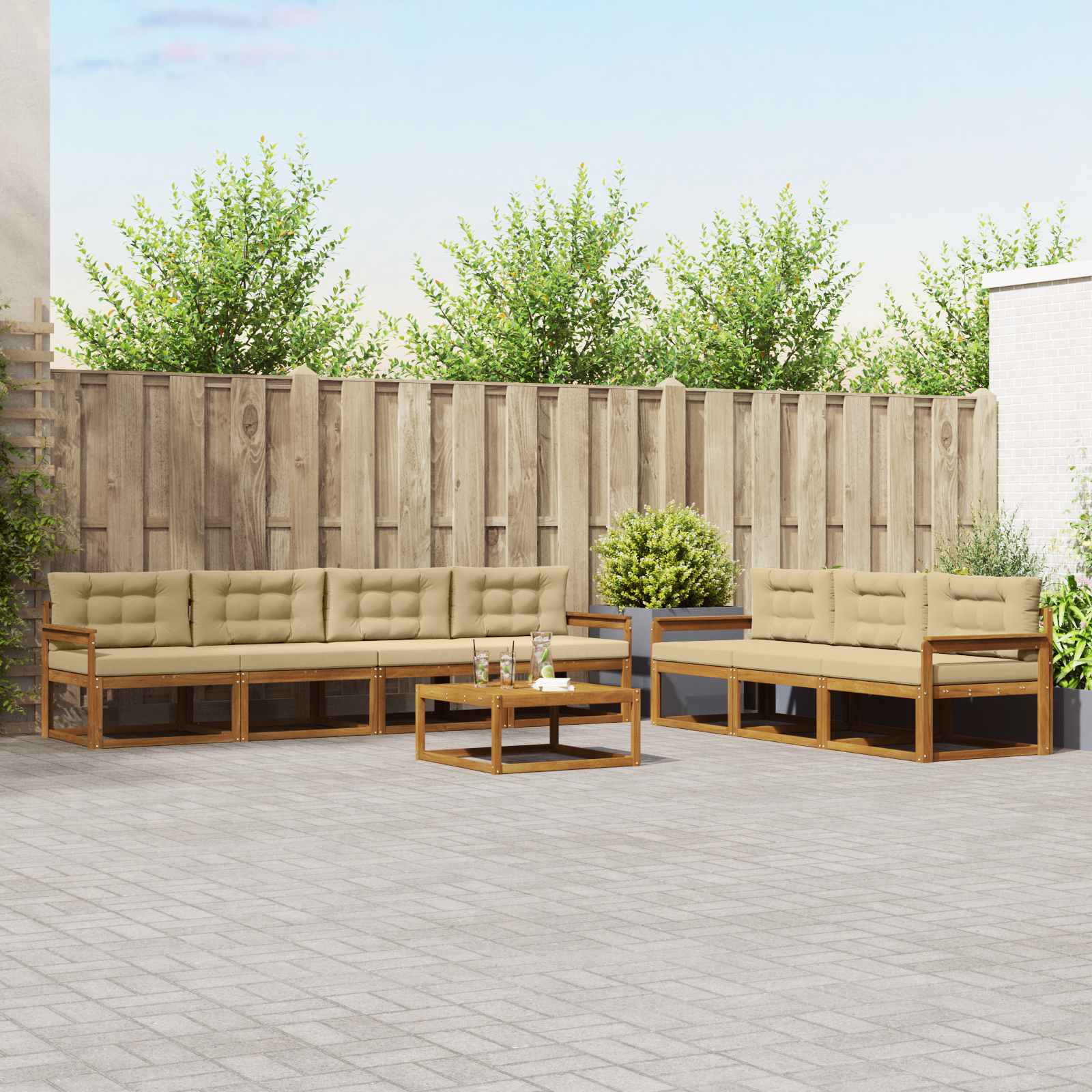 vidaXL Buiten bankenset 8 pcs Naturel Massief Acaciahout