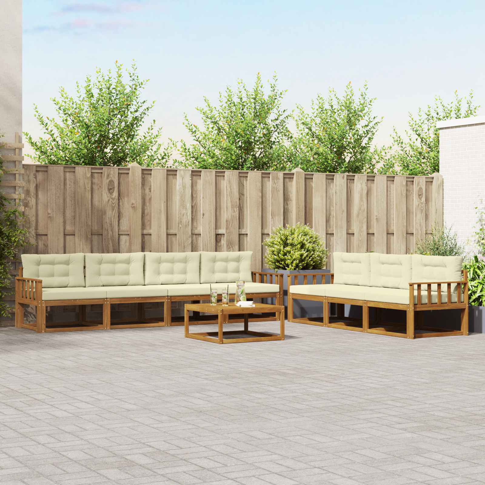 vidaXL Buiten bankenset 8 pcs Naturel Massief Acaciahout