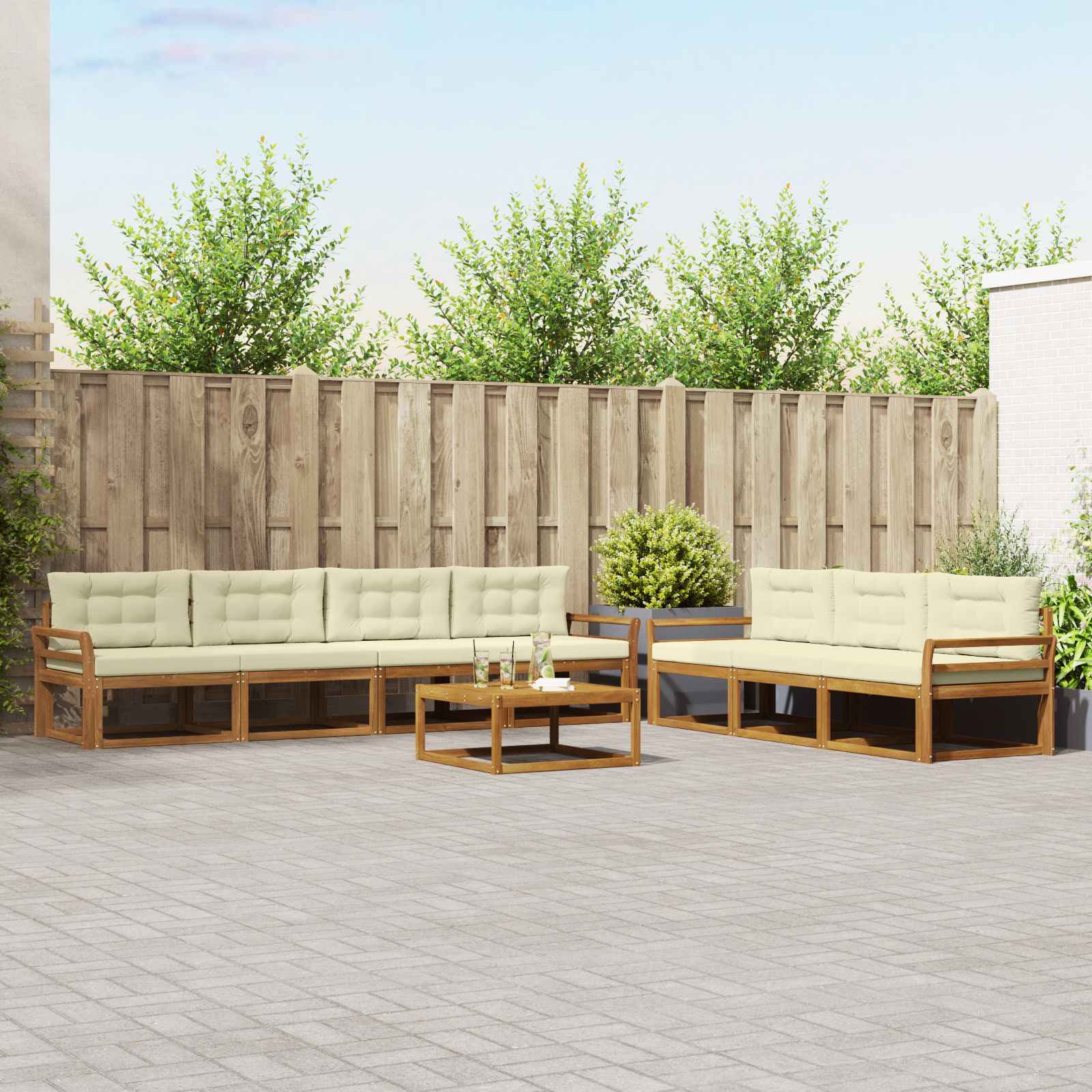 vidaXL Buiten bankenset 8 pcs Naturel Massief Acaciahout