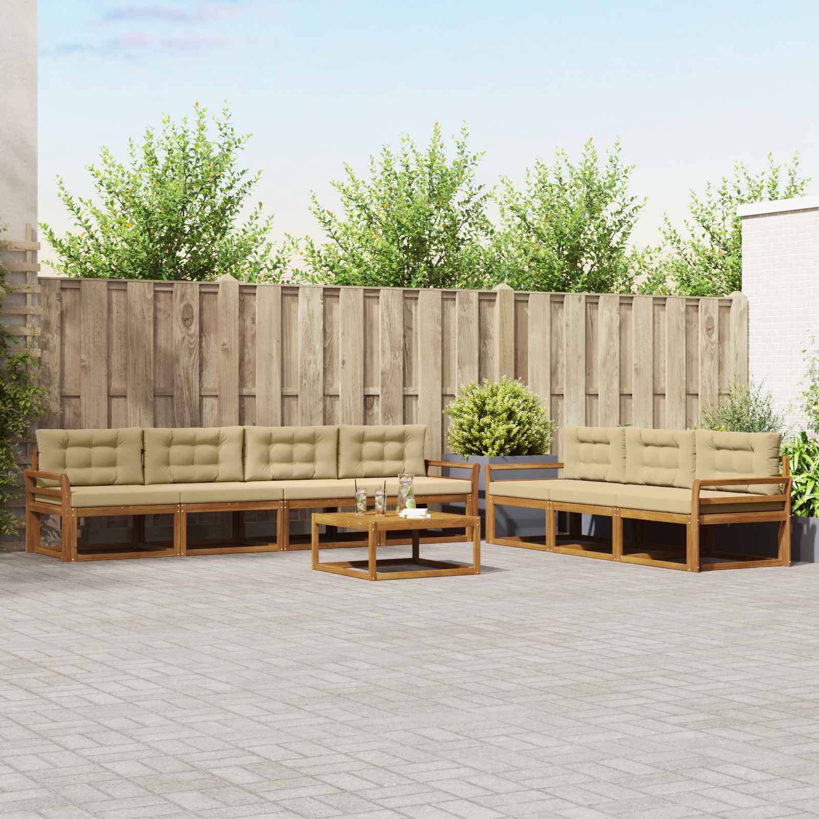 vidaXL Buiten bankenset 8 pcs Naturel Massief Acaciahout