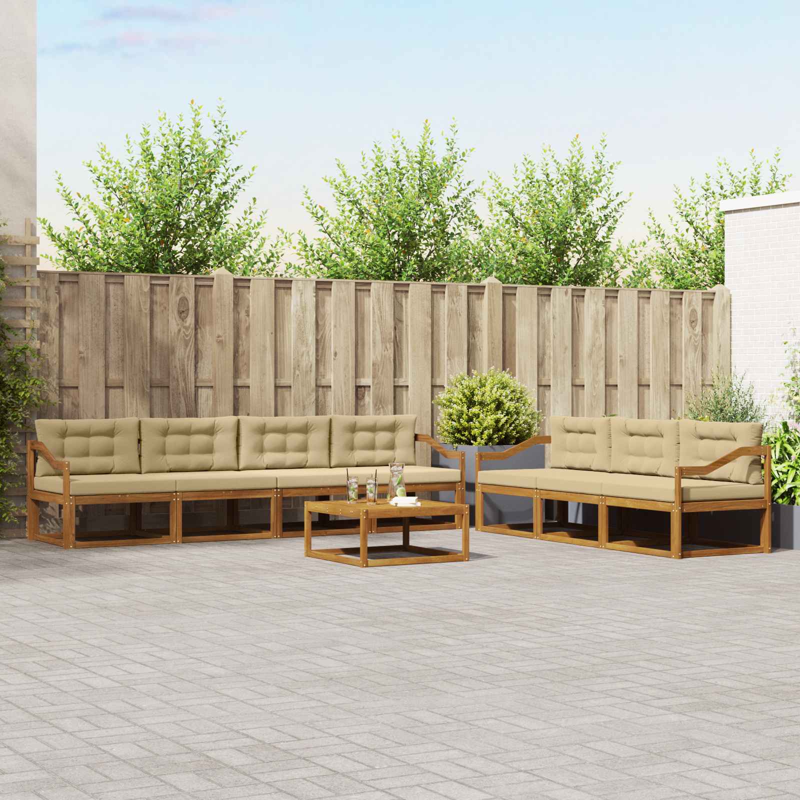 vidaXL Buiten bankenset 8 pcs Naturel Massief Acaciahout