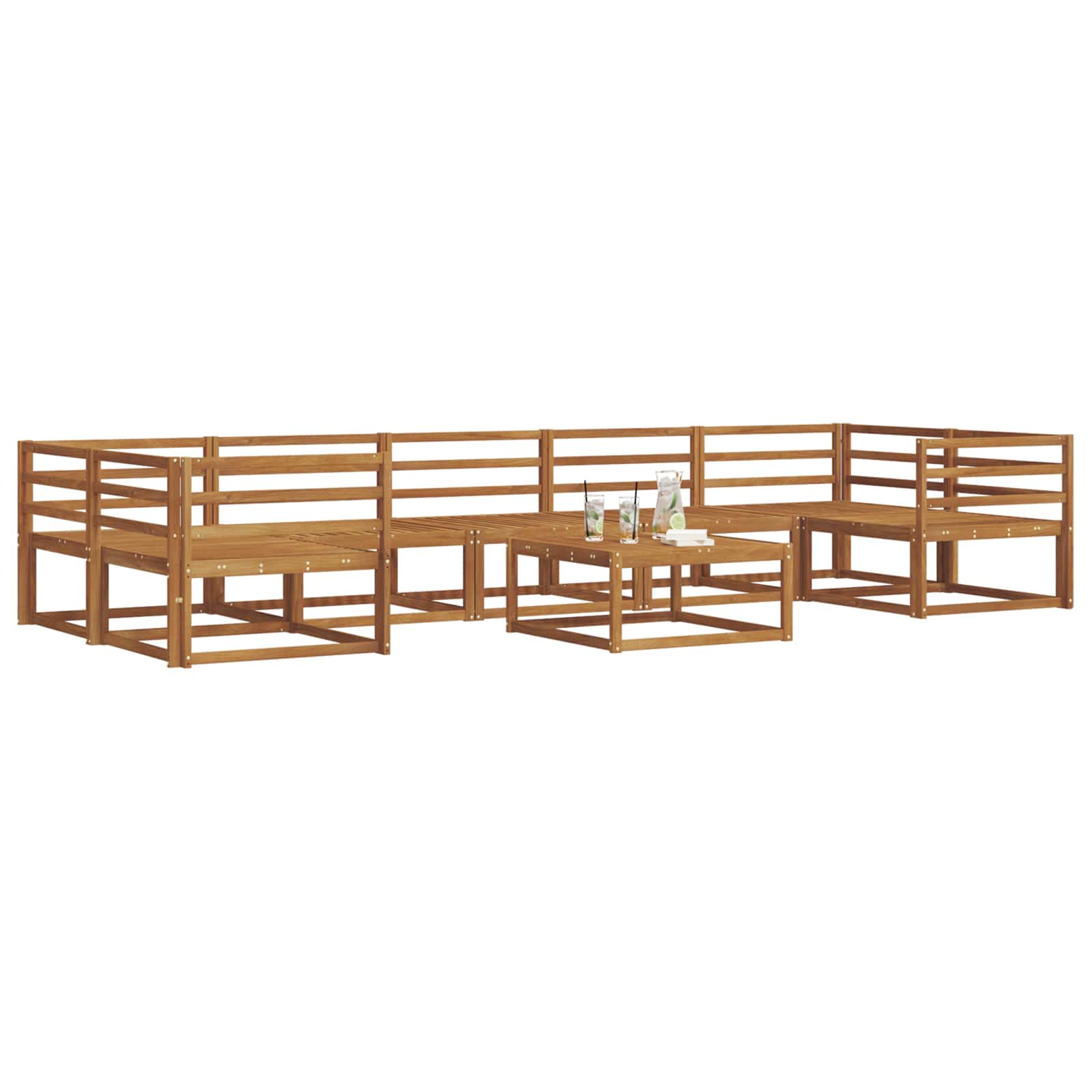 vidaXL Buiten bankenset 8 pcs Naturel Massief Acaciahout