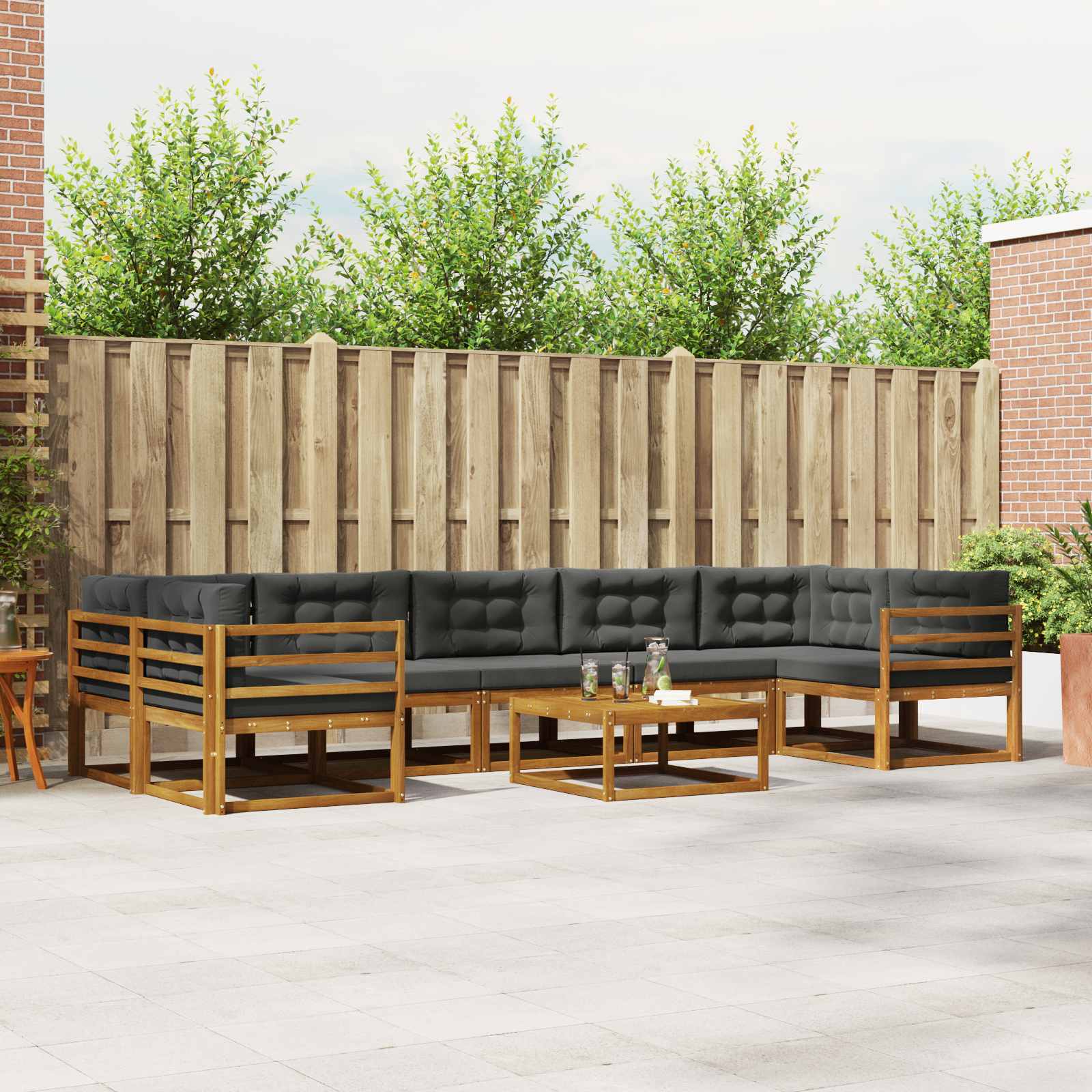 vidaXL Buiten bankenset 8 pcs Naturel Massief Acaciahout