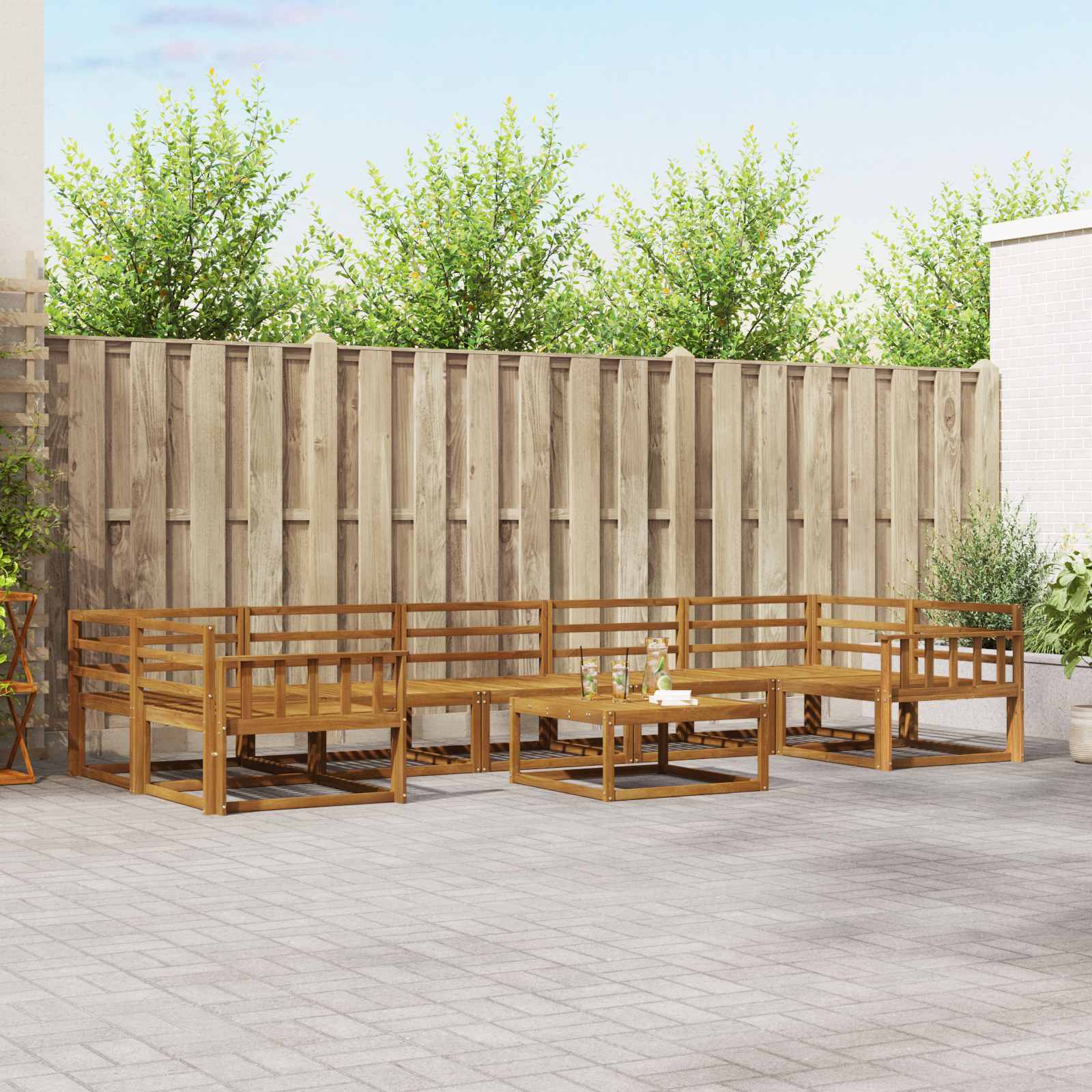 vidaXL Buiten bankenset 8 pcs Naturel Massief Acaciahout