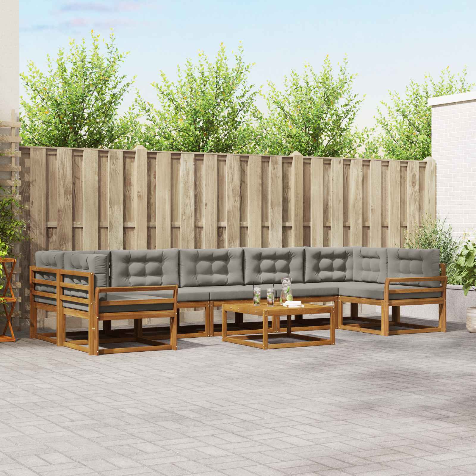 vidaXL Buiten bankenset 8 pcs Naturel Massief Acaciahout