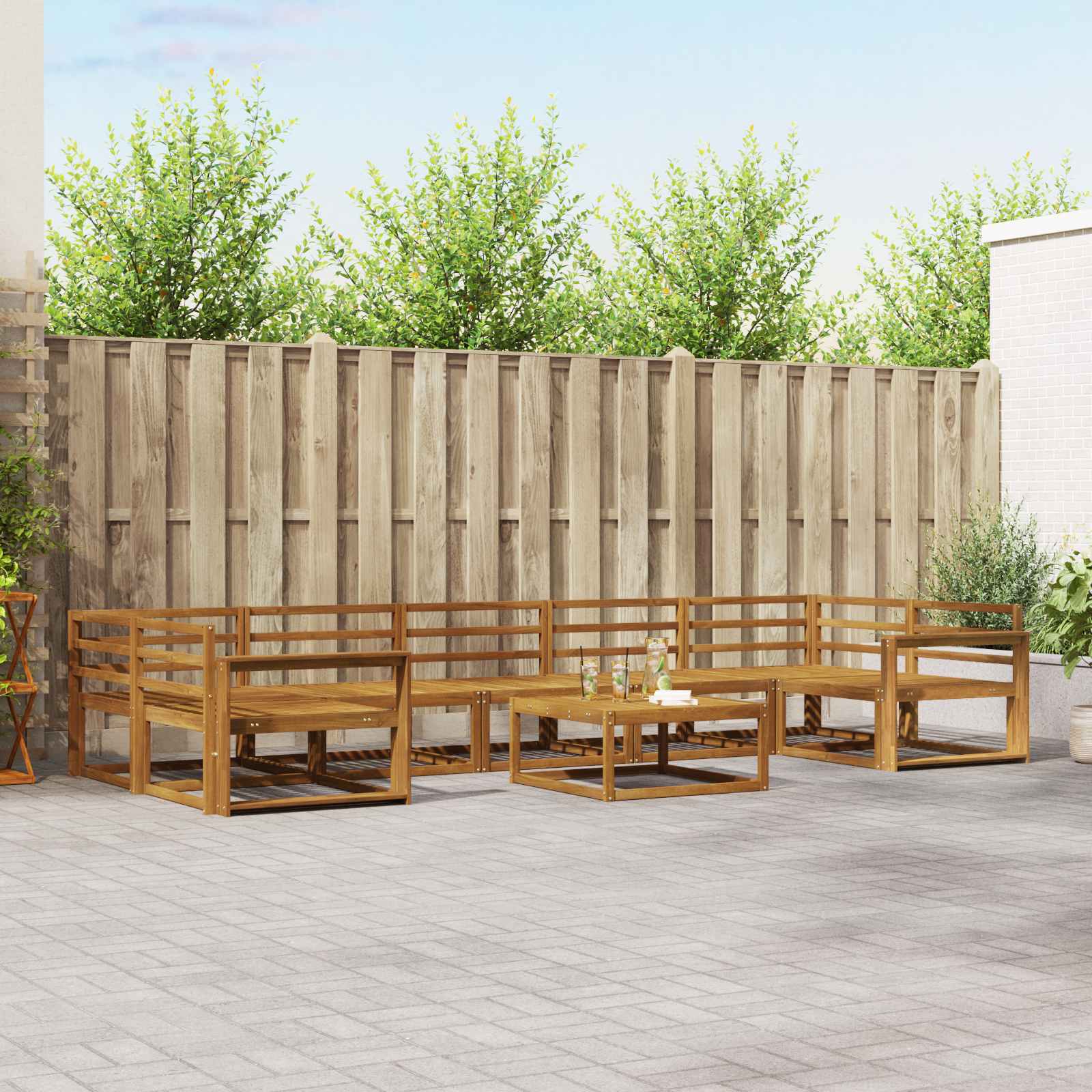 vidaXL Buiten bankenset 8 pcs Naturel Massief Acaciahout