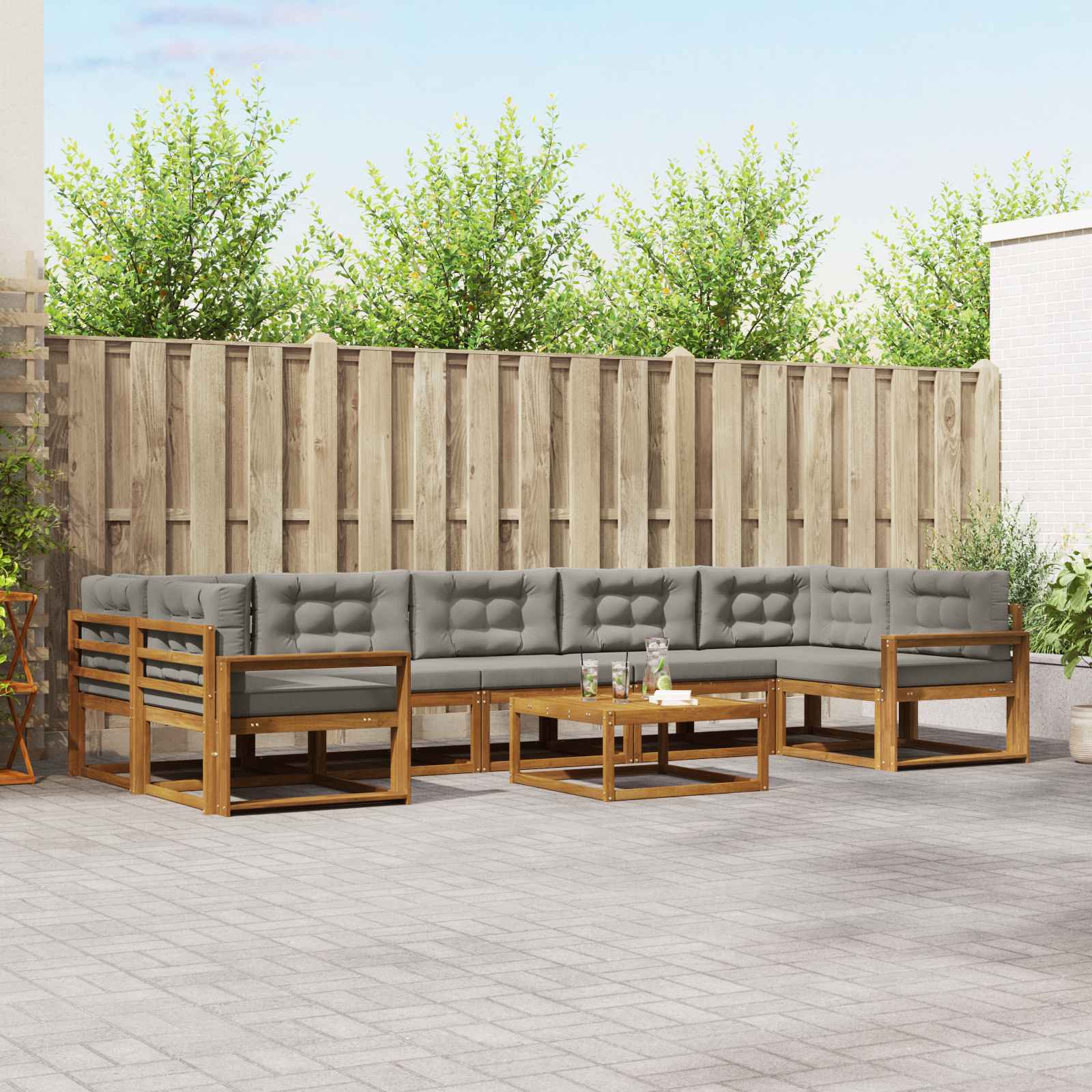 vidaXL Buiten bankenset 8 pcs Naturel Massief Acaciahout