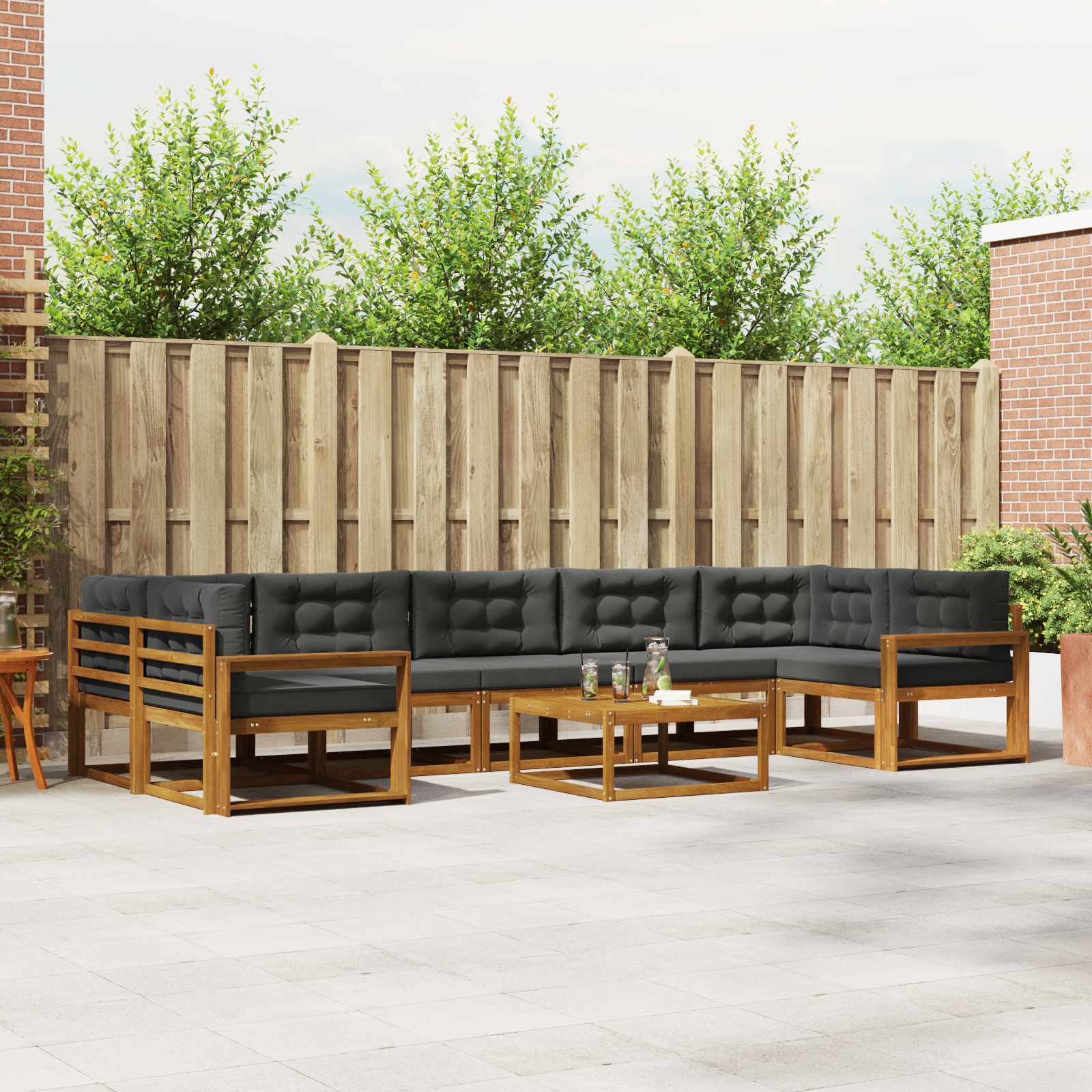 vidaXL Buiten bankenset 8 pcs Naturel Massief Acaciahout
