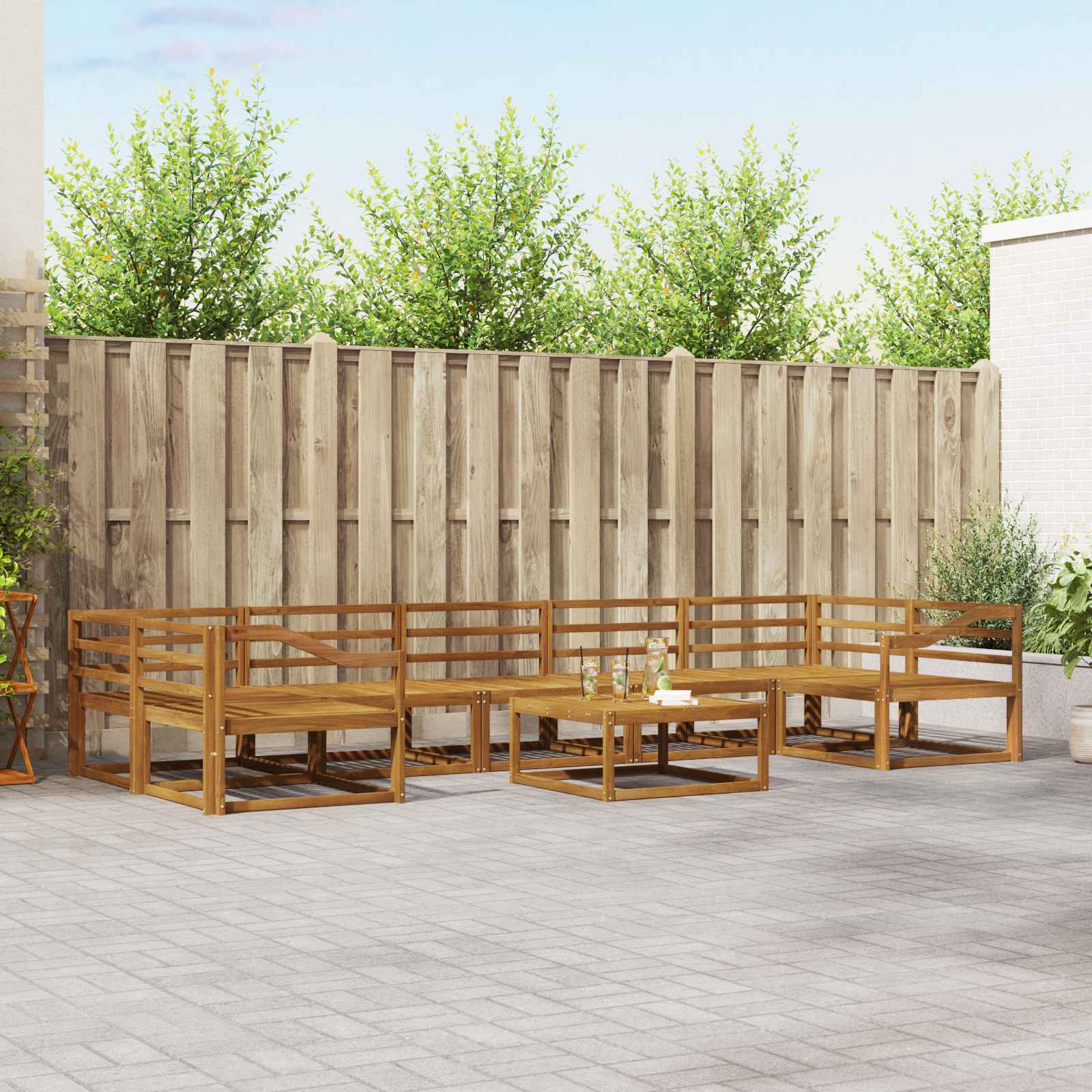 vidaXL Buiten bankenset 8 pcs Naturel Massief Acaciahout