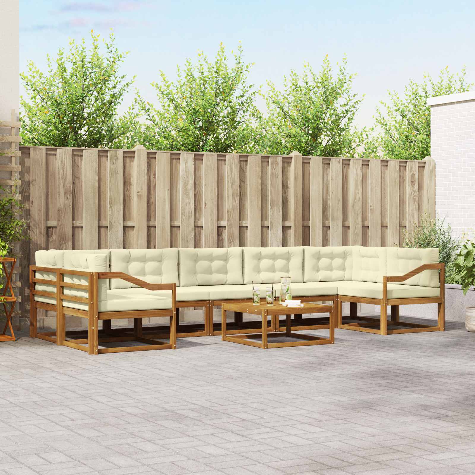 vidaXL Buiten bankenset 8 pcs Naturel Massief Acaciahout