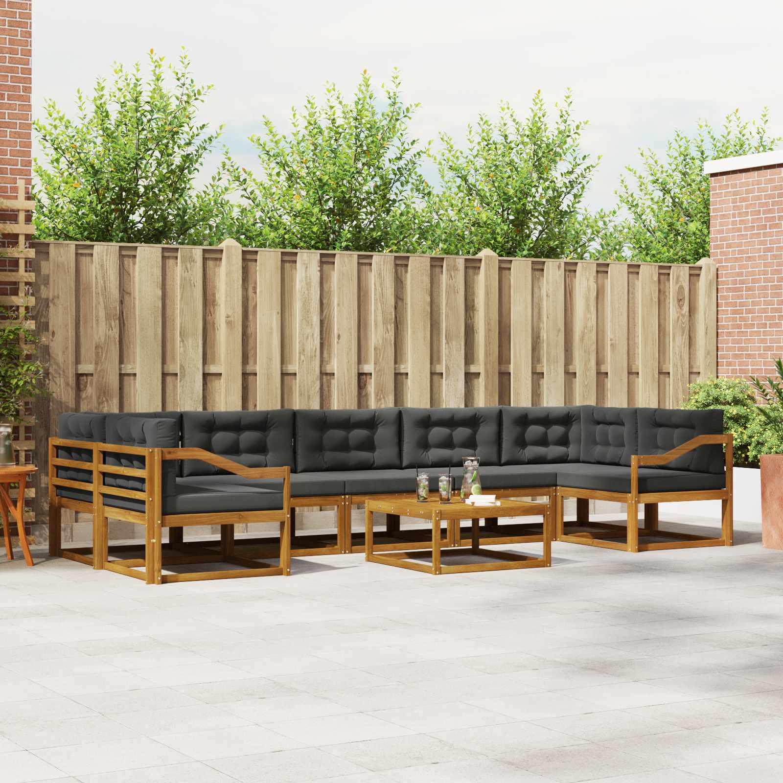 vidaXL Buiten bankenset 8 pcs Naturel Massief Acaciahout