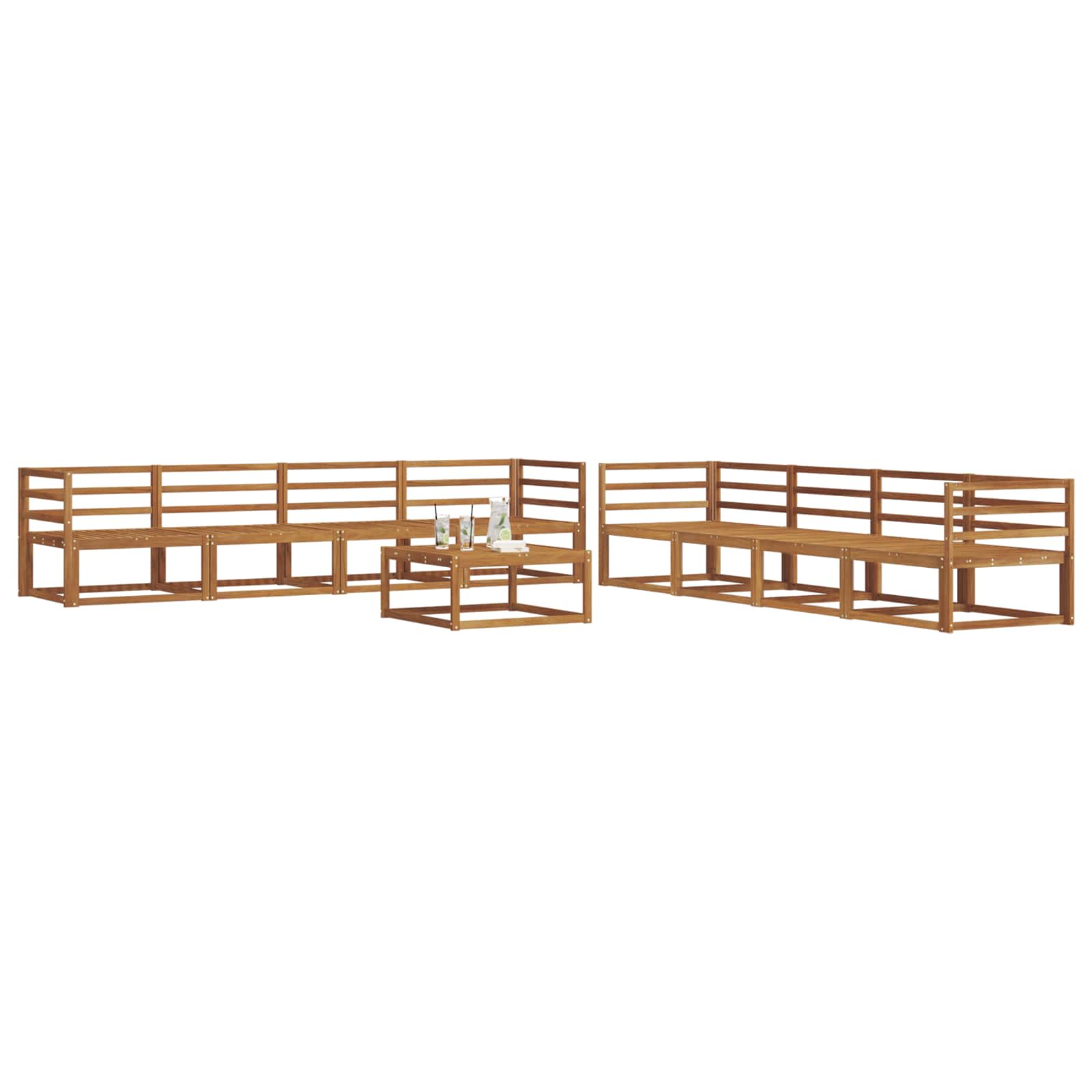 vidaXL Buiten bankenset 9 pcs Naturel Massief Acaciahout
