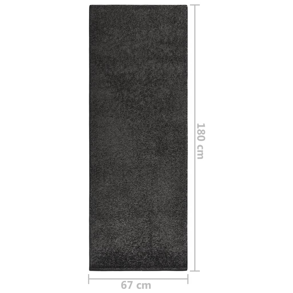 vidaXL Vloerkleed zachte pool anti-slip 67x180 cm antracietkleurig