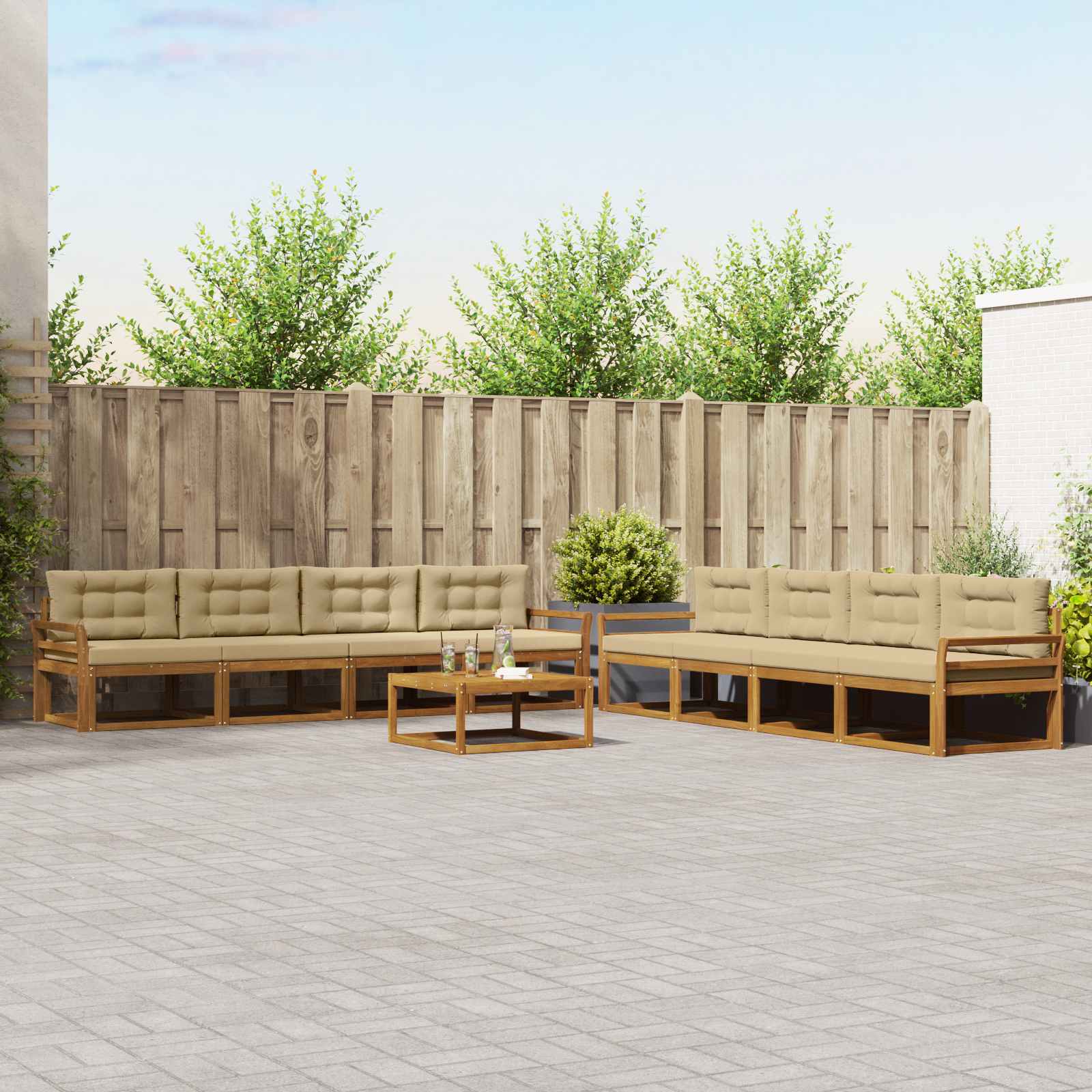 vidaXL Buiten bankenset 9 pcs Naturel Massief Acaciahout