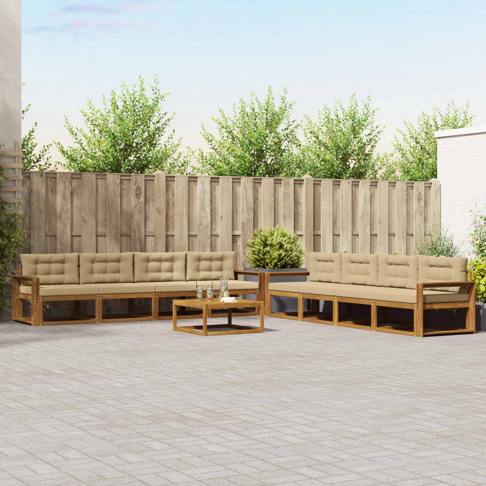 vidaXL Buiten bankenset 9 pcs Naturel Massief Acaciahout