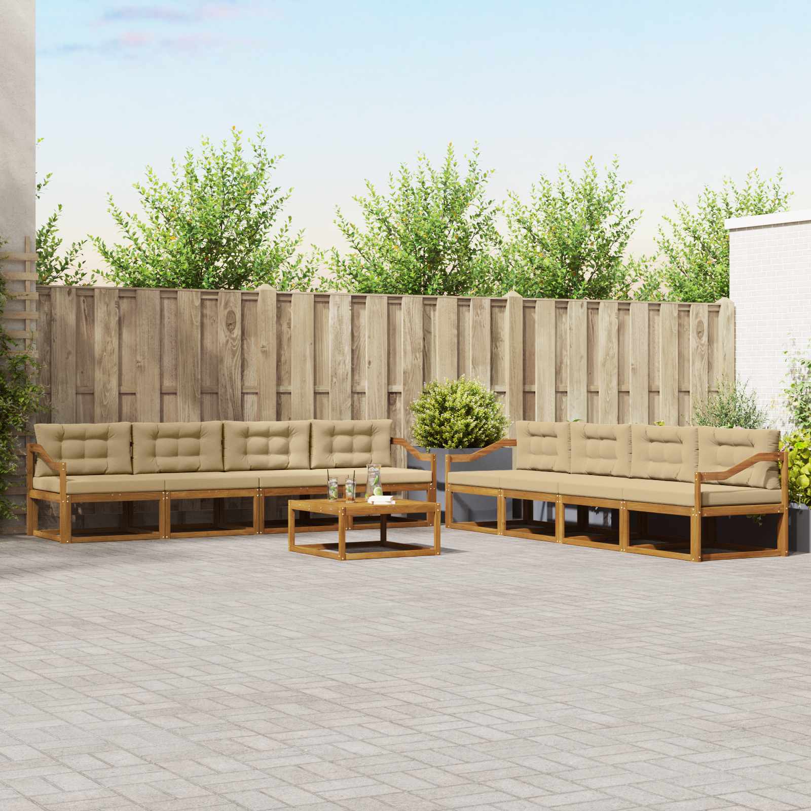 vidaXL Buiten bankenset 9 pcs Naturel Massief Acaciahout