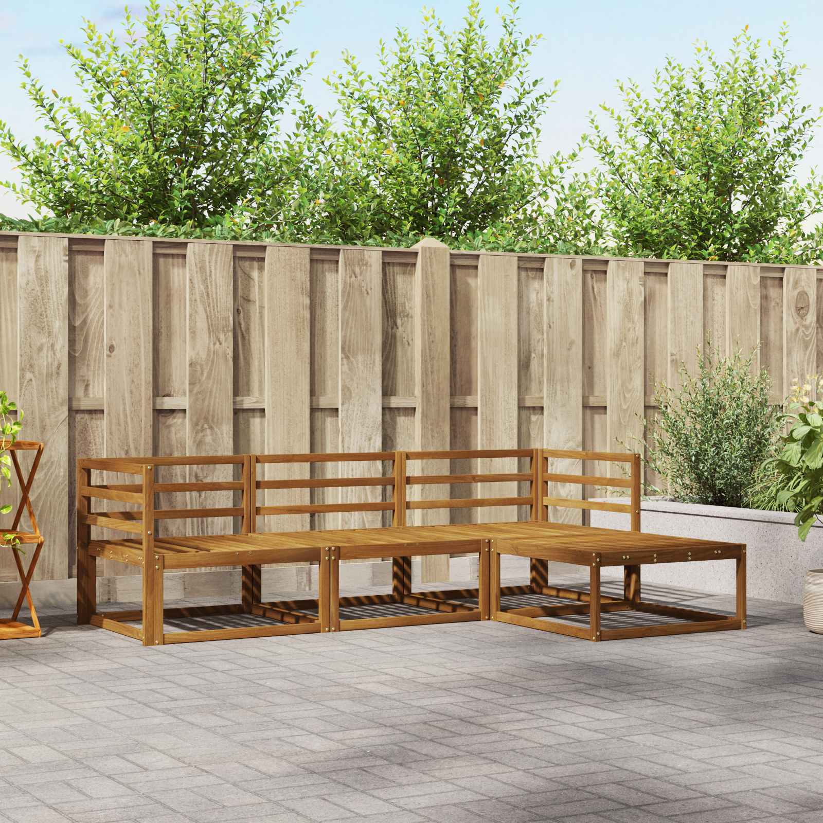 vidaXL Buiten bankenset 4 pcs Naturel Massief Acaciahout