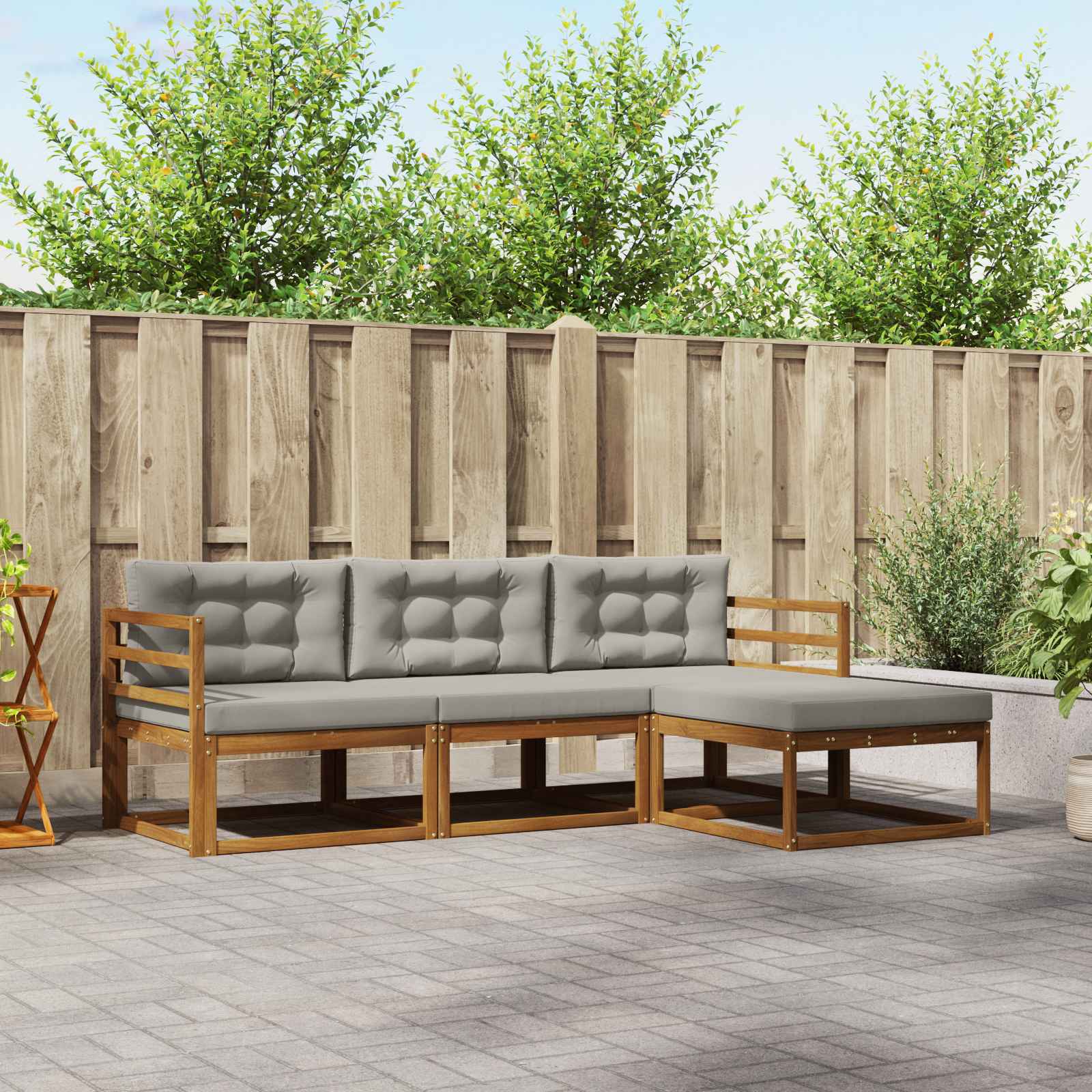 vidaXL Buiten bankenset 4 pcs Naturel Massief Acaciahout