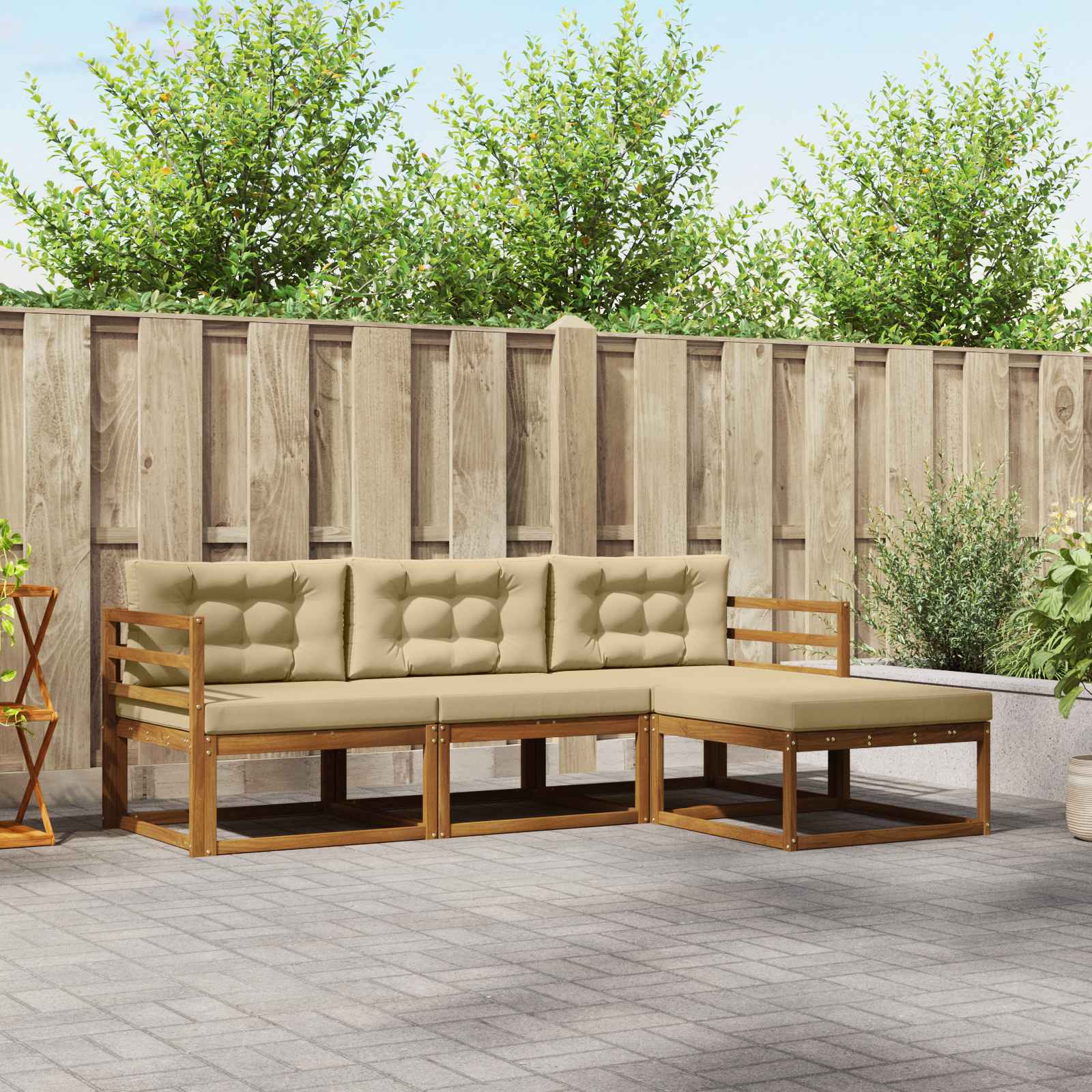 vidaXL Buiten bankenset 4 pcs Naturel Massief Acaciahout