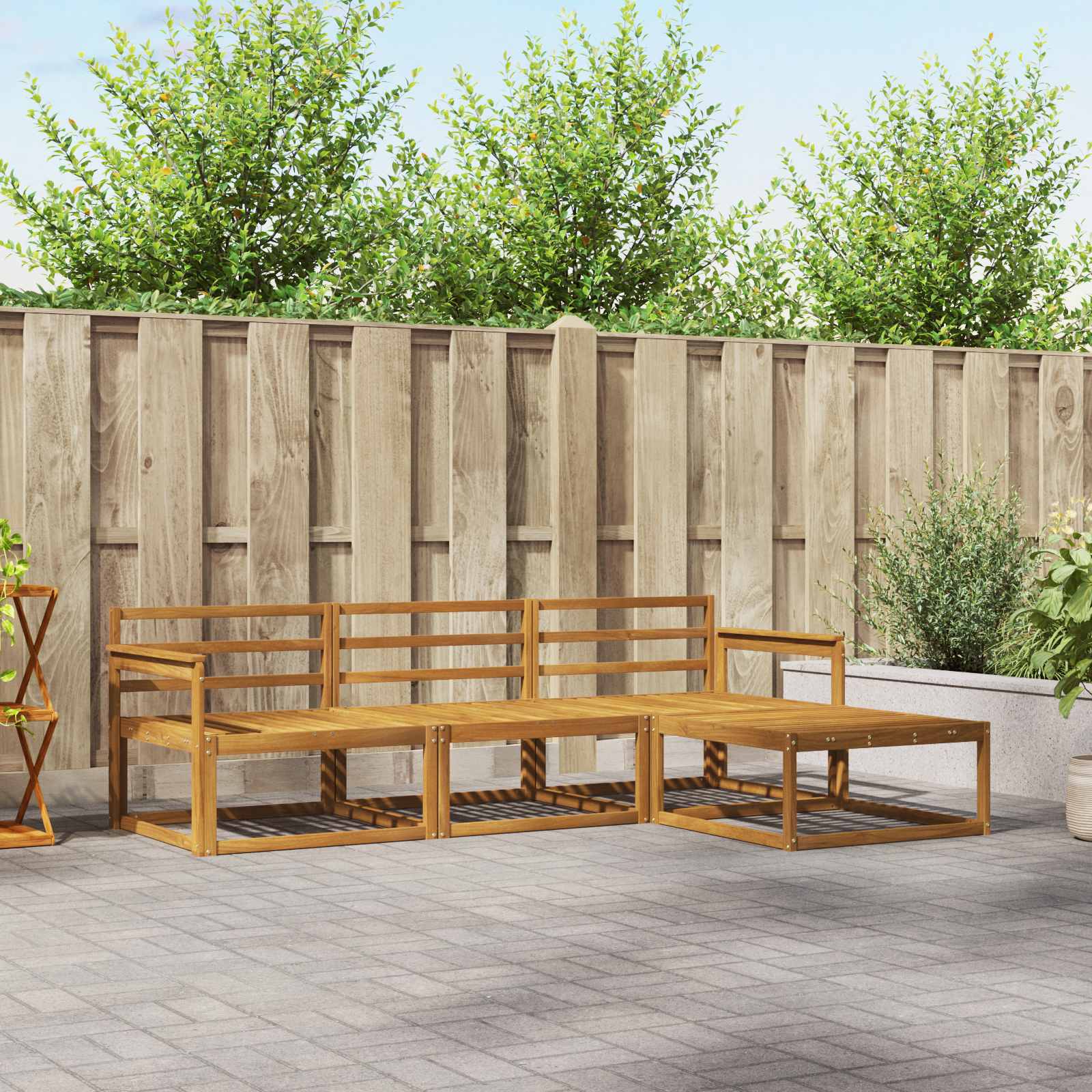 vidaXL Buiten bankenset 4 pcs Naturel Massief Acaciahout