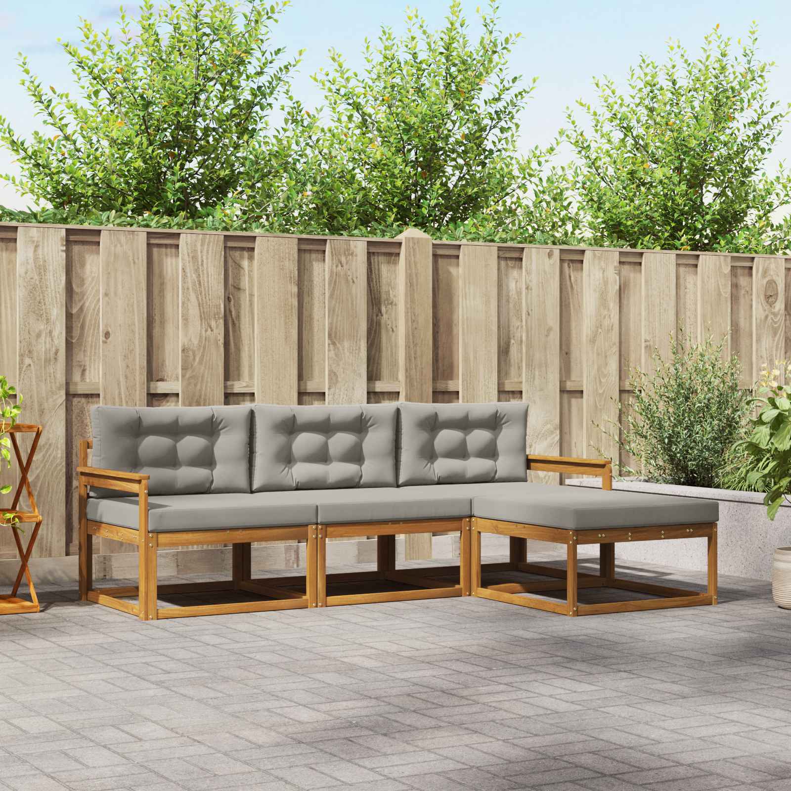 vidaXL Buiten bankenset 4 pcs Naturel Massief Acaciahout
