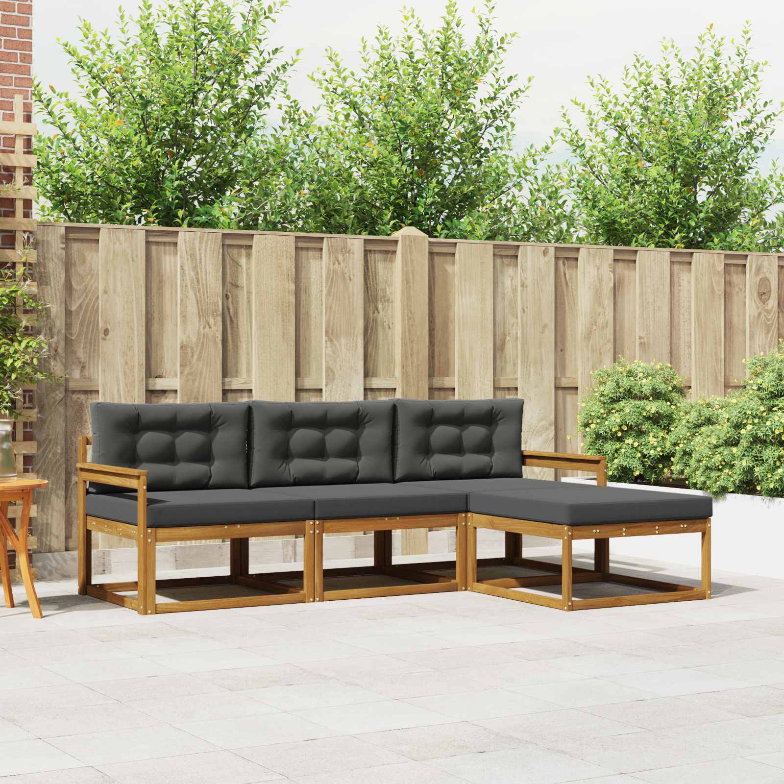 vidaXL Buiten bankenset 4 pcs Naturel Massief Acaciahout