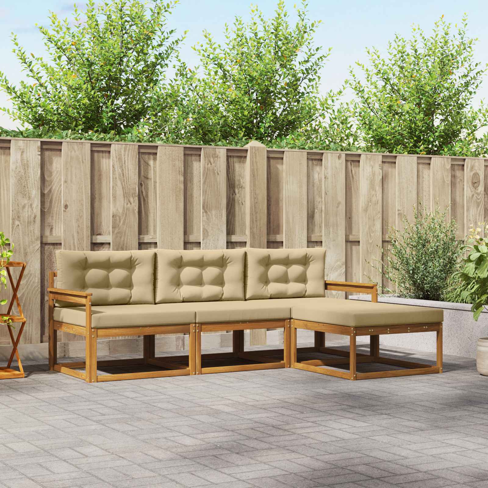 vidaXL Buiten bankenset 4 pcs Naturel Massief Acaciahout