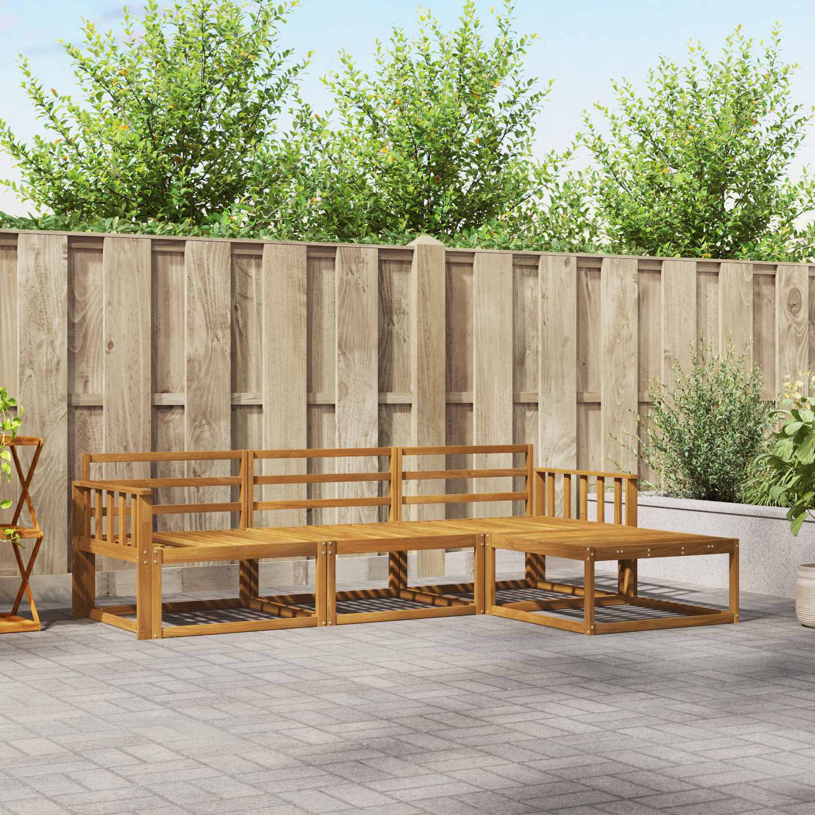 vidaXL Buiten bankenset 4 pcs Naturel Massief Acaciahout