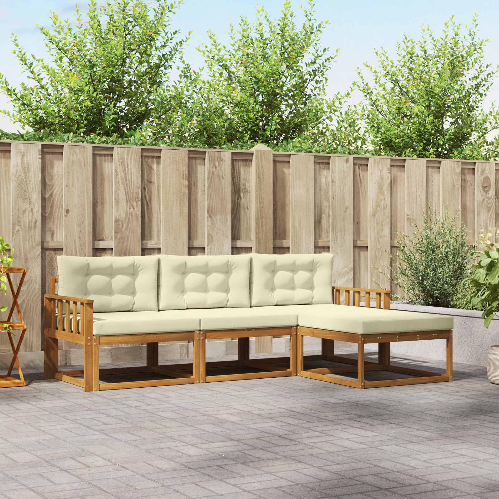 vidaXL Buiten bankenset 4 pcs Naturel Massief Acaciahout