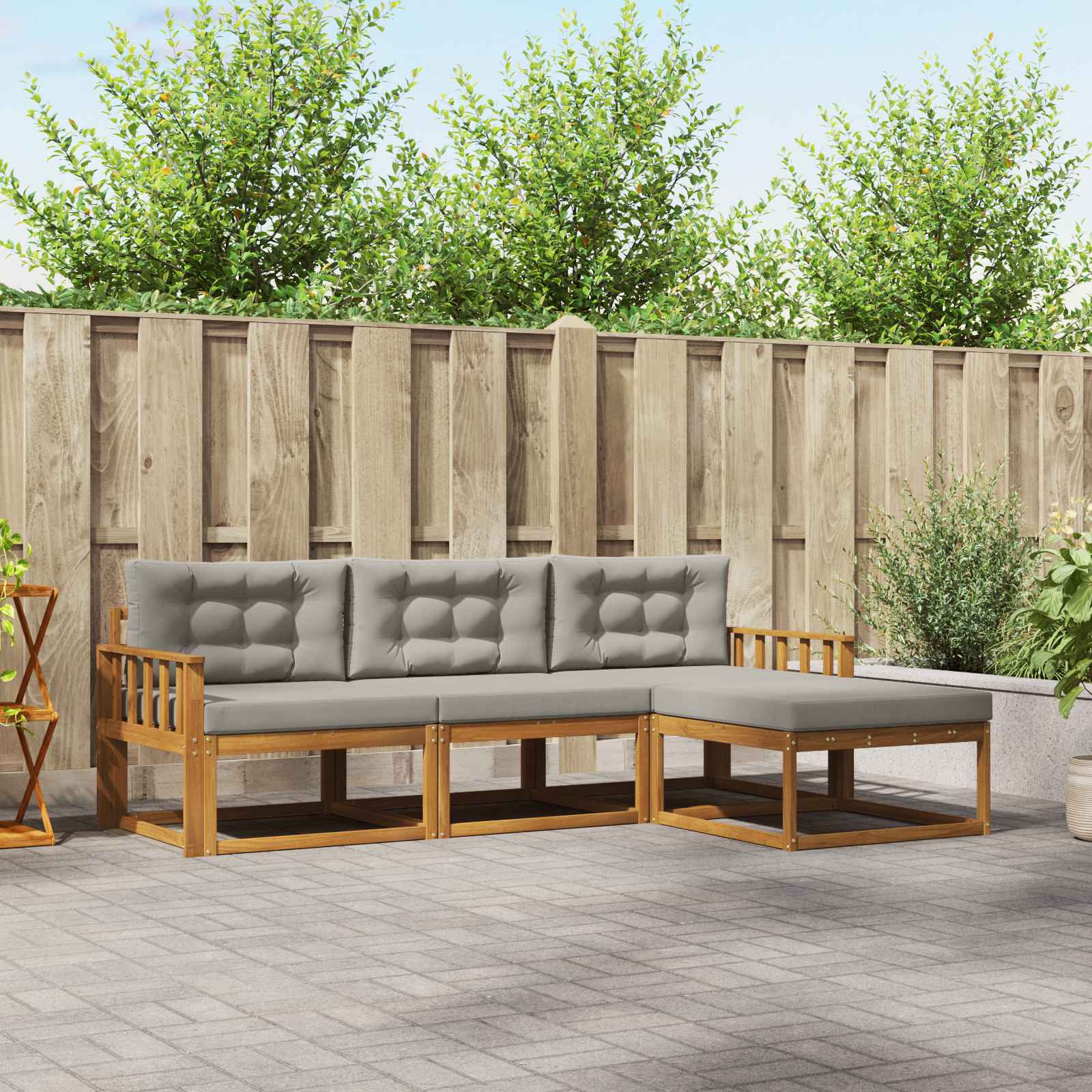 vidaXL Buiten bankenset 4 pcs Naturel Massief Acaciahout