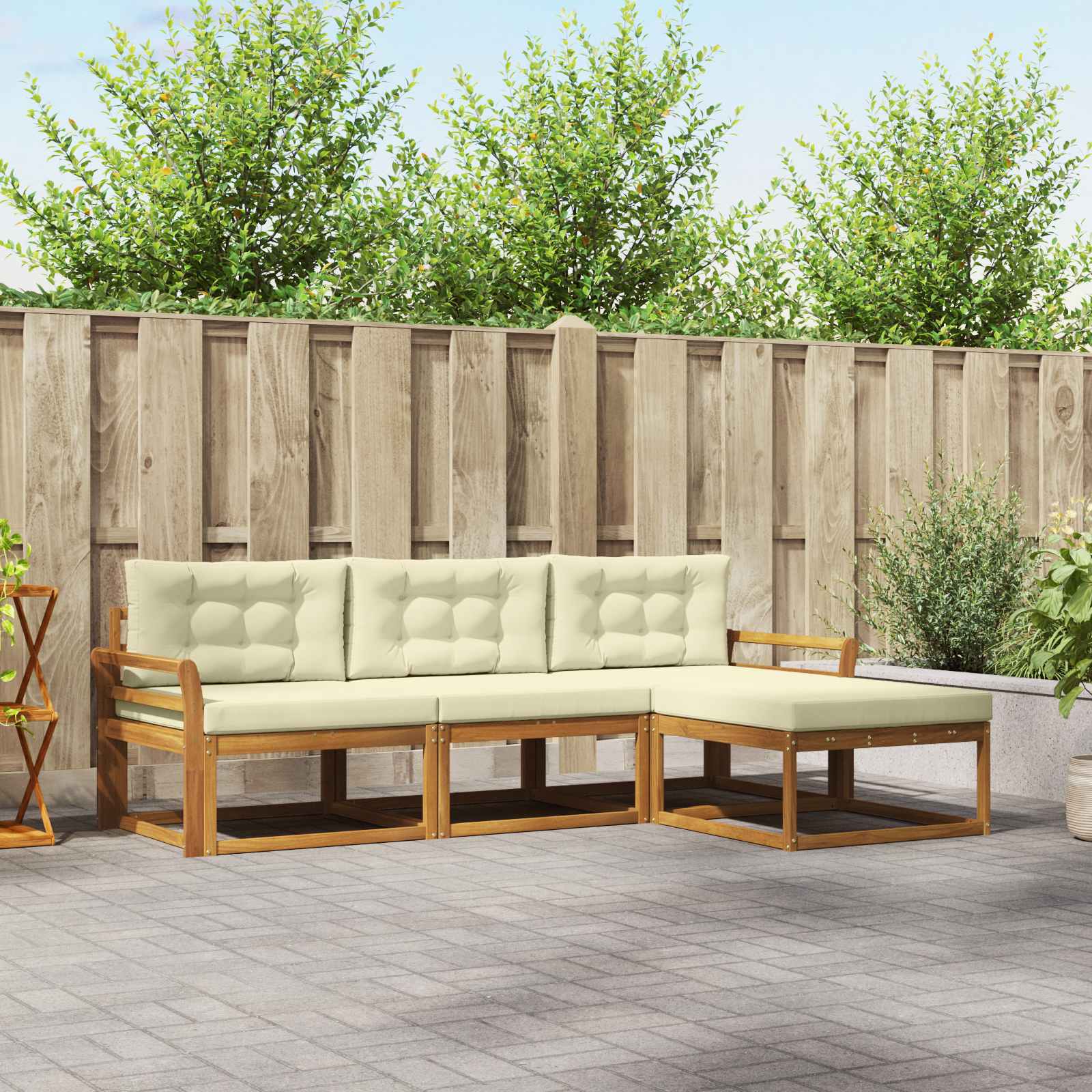 vidaXL Buiten bankenset 4 pcs Naturel Massief Acaciahout