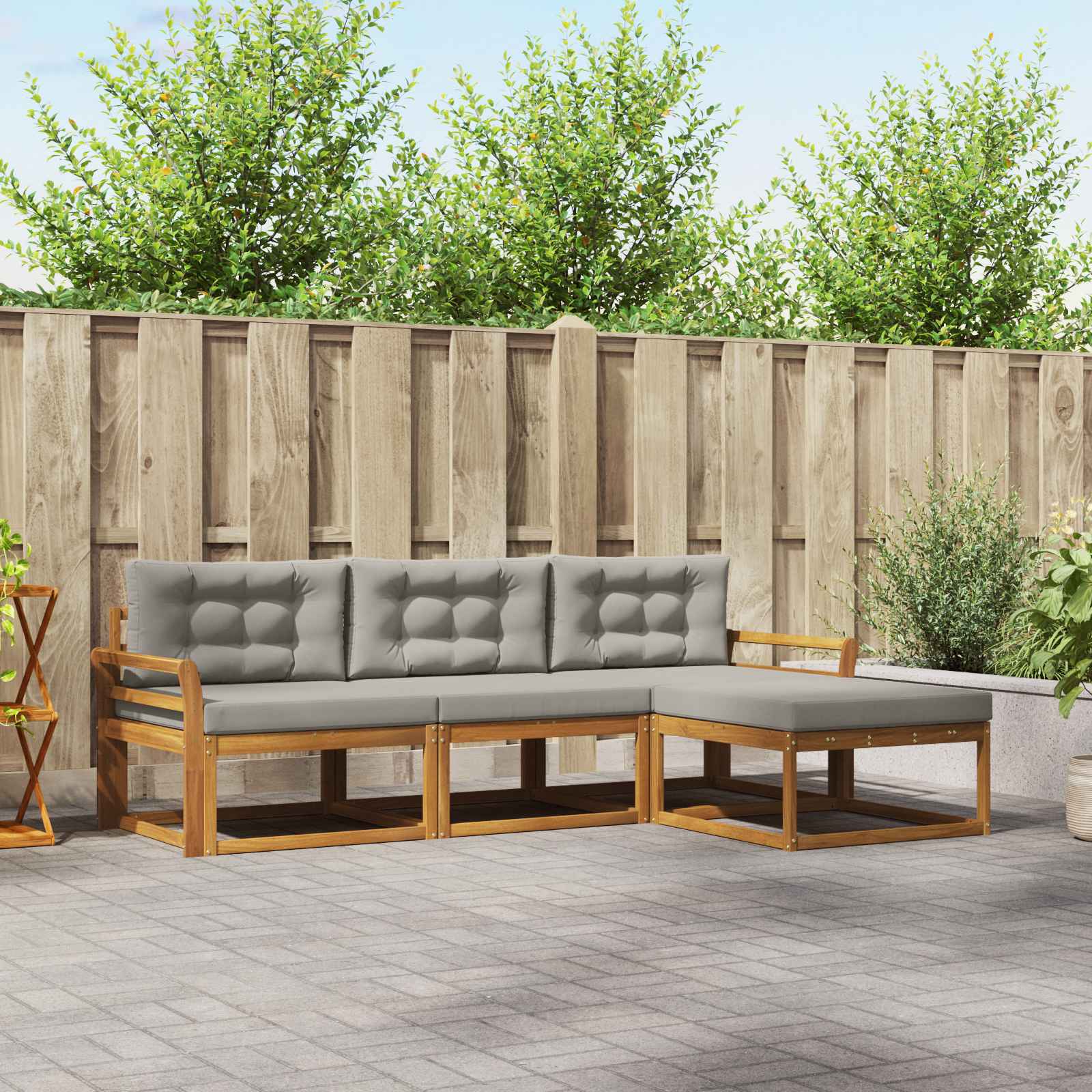 vidaXL Buiten bankenset 4 pcs Naturel Massief Acaciahout