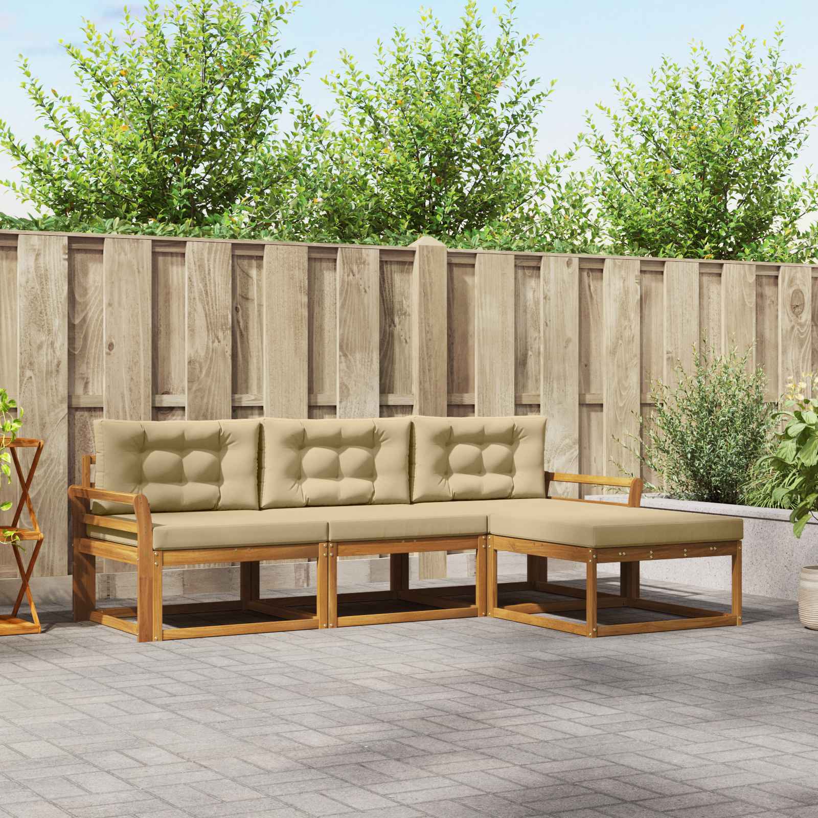 vidaXL Buiten bankenset 4 pcs Naturel Massief Acaciahout