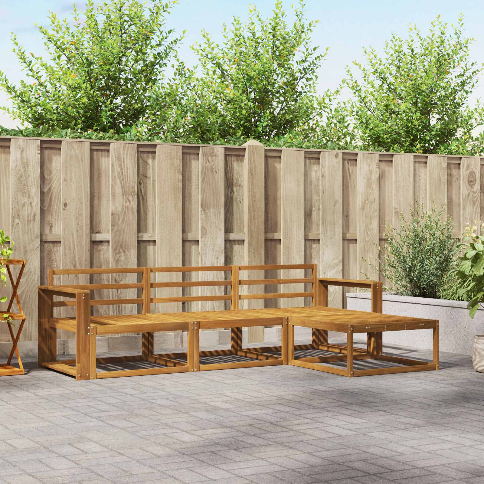 vidaXL Buiten bankenset 4 pcs Naturel Massief Acaciahout