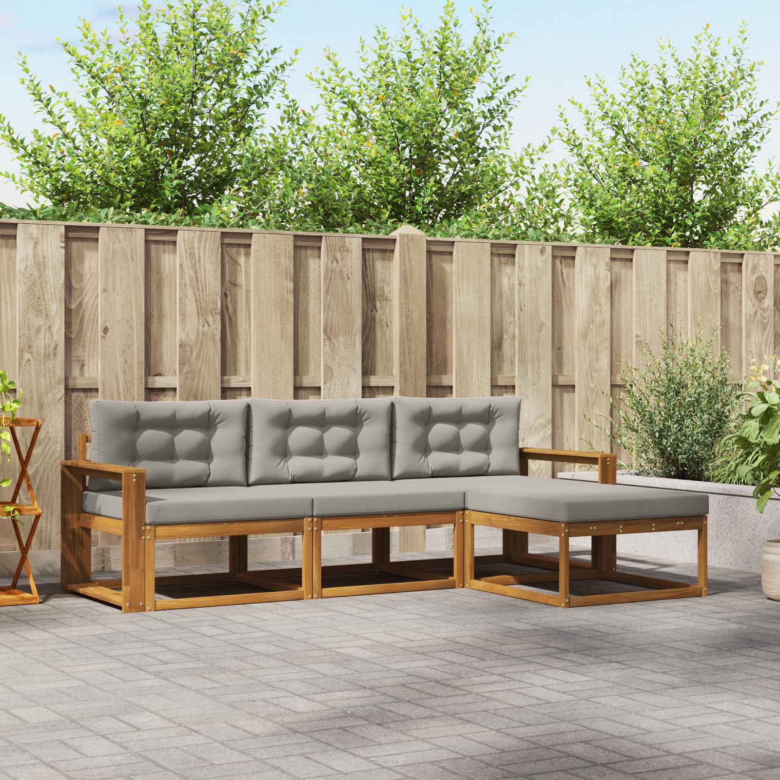vidaXL Buiten bankenset 4 pcs Naturel Massief Acaciahout