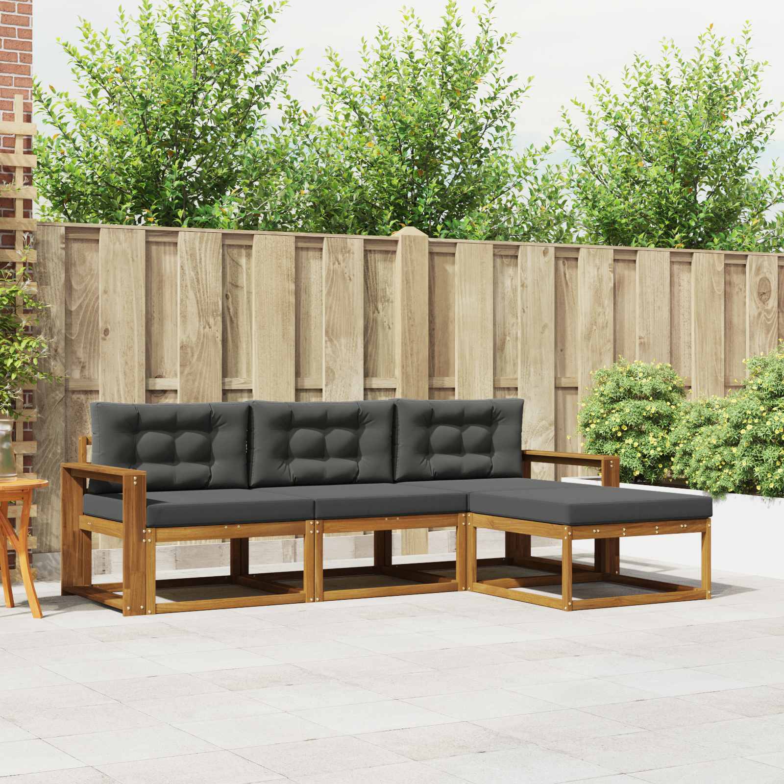 vidaXL Buiten bankenset 4 pcs Naturel Massief Acaciahout