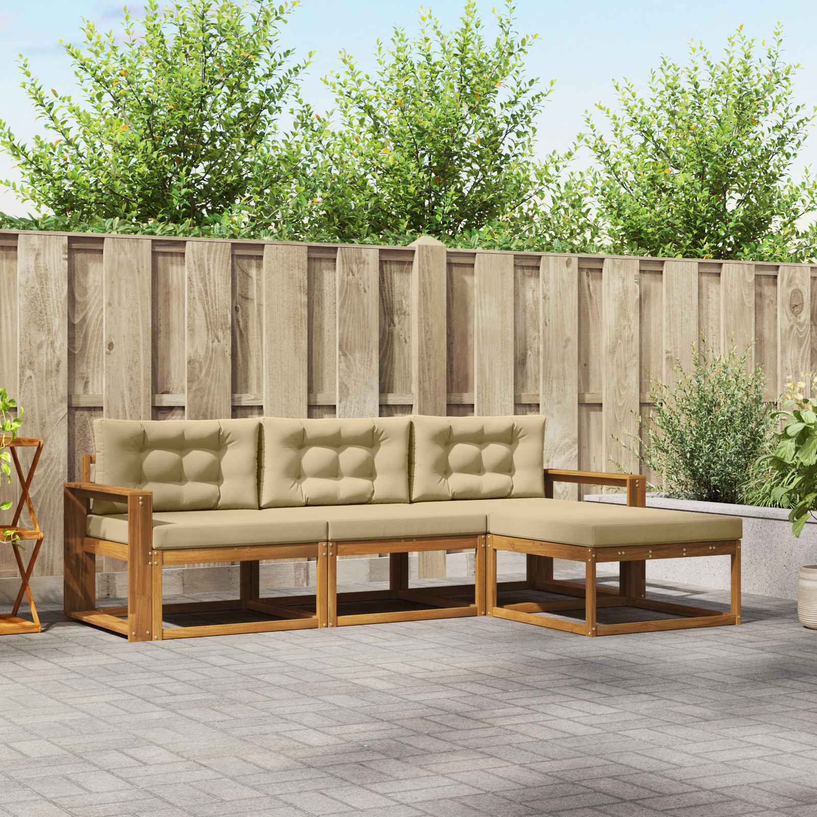 vidaXL Buiten bankenset 4 pcs Naturel Massief Acaciahout