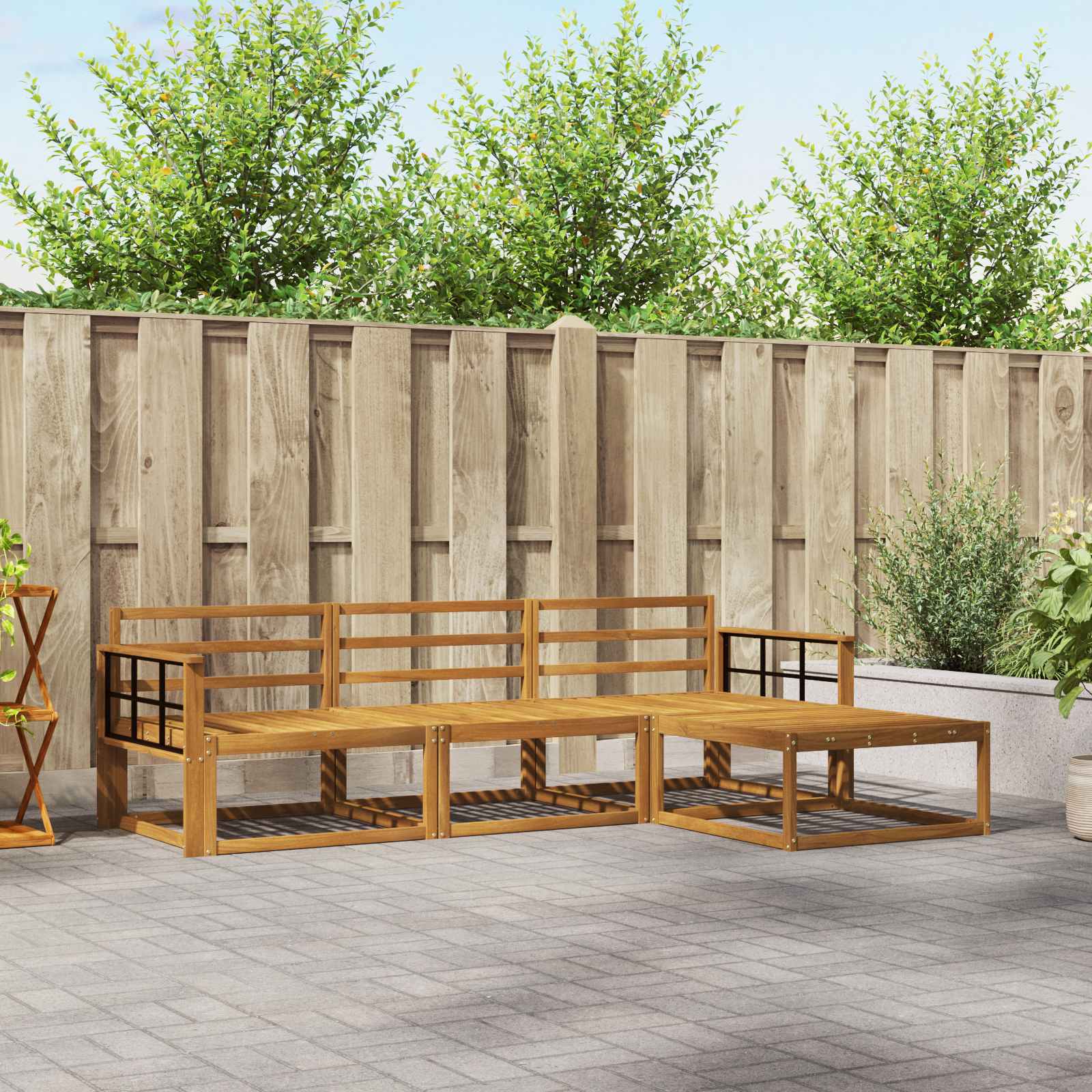vidaXL Buiten bankenset 4 pcs Naturel Massief Acaciahout