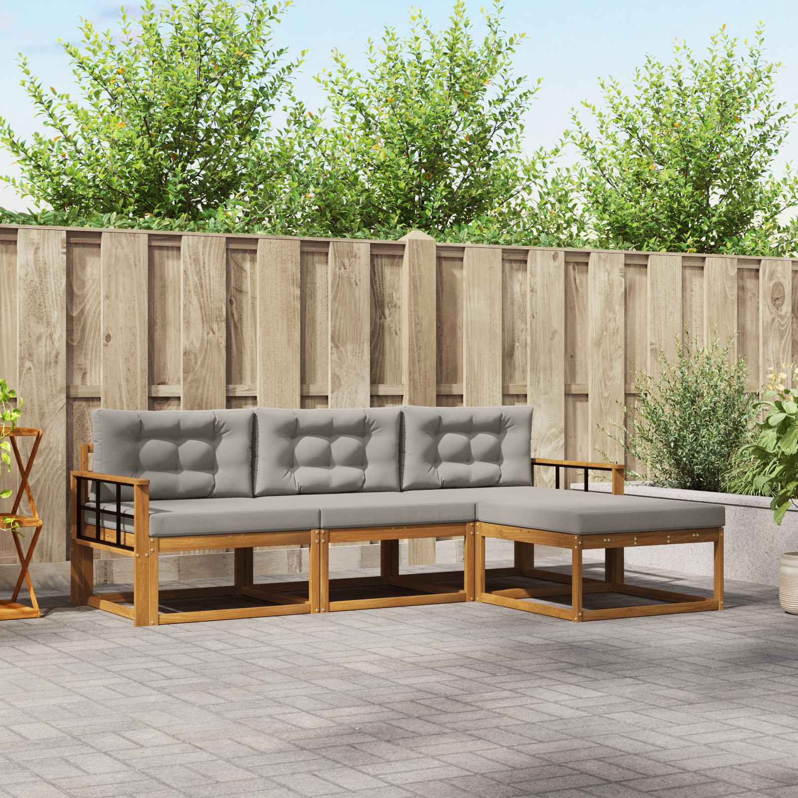 vidaXL Buiten bankenset 4 pcs Naturel Massief Acaciahout