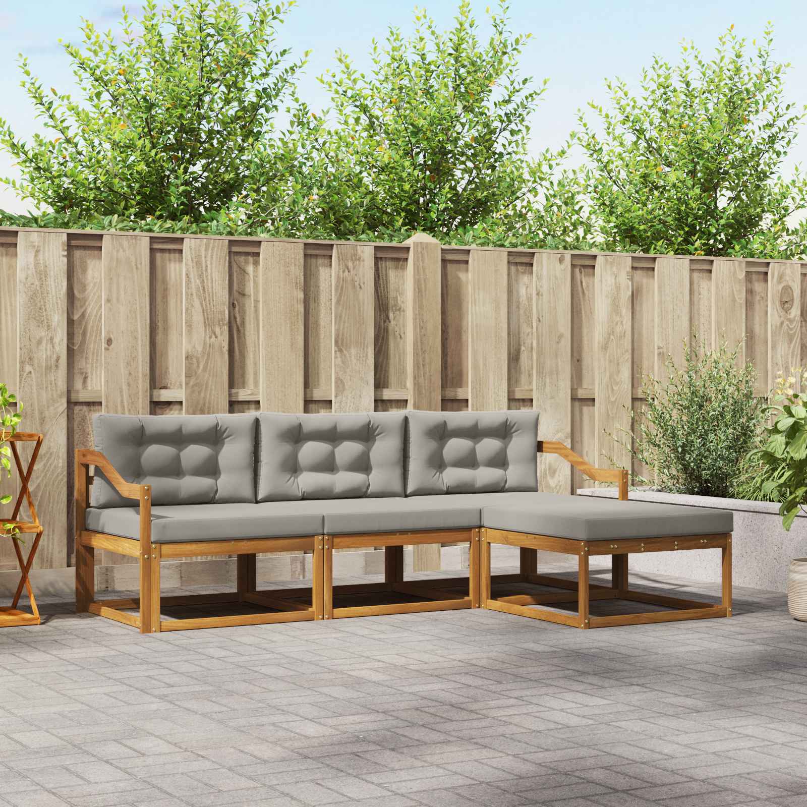 vidaXL Buiten bankenset 4 pcs Naturel Massief Acaciahout