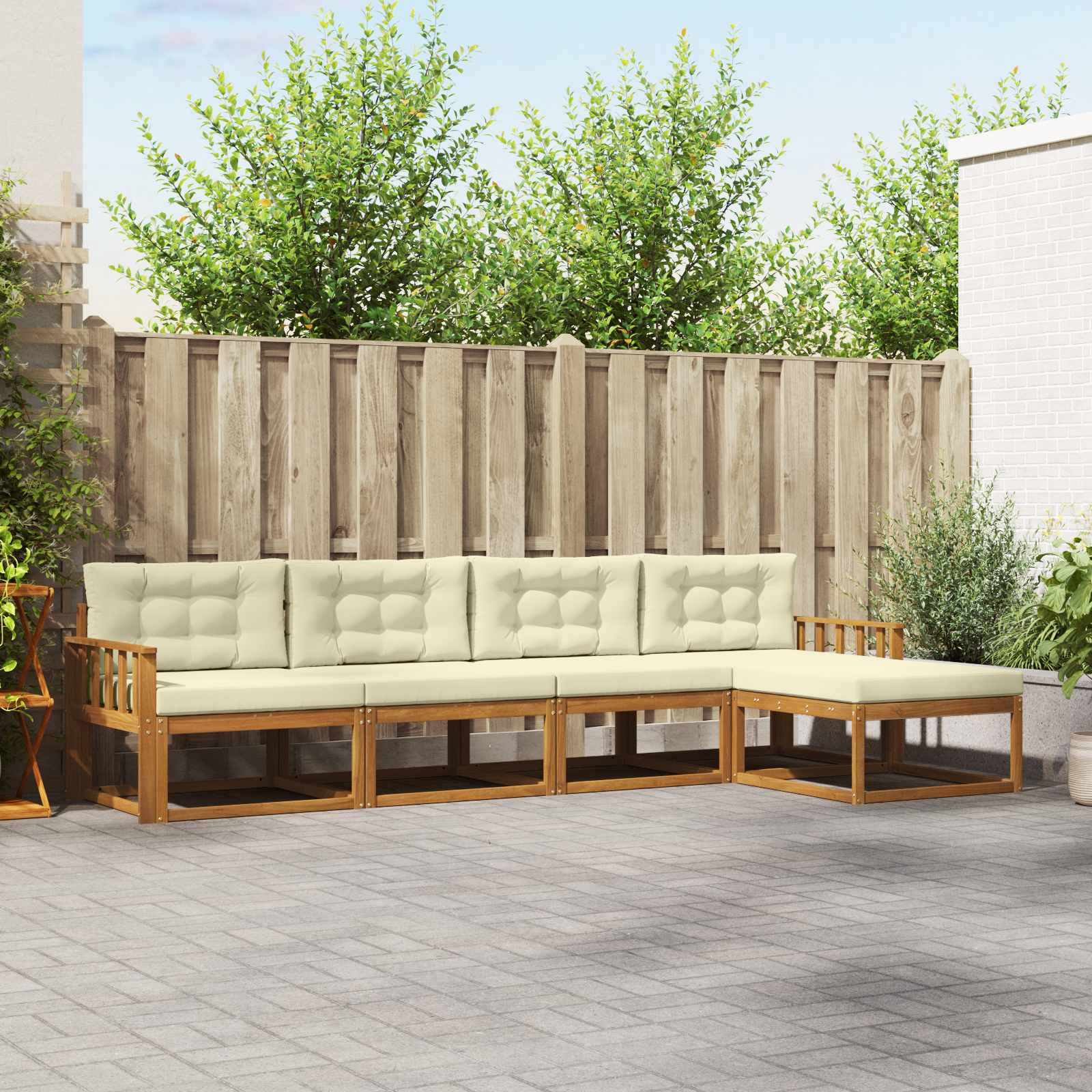 vidaXL Buiten bankenset 5 pcs Naturel Massief Acaciahout