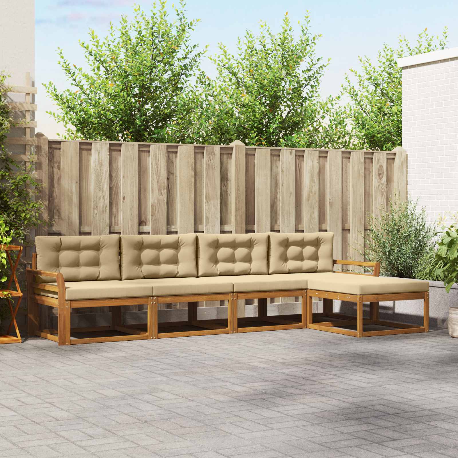 vidaXL Buiten bankenset 5 pcs Naturel Massief Acaciahout