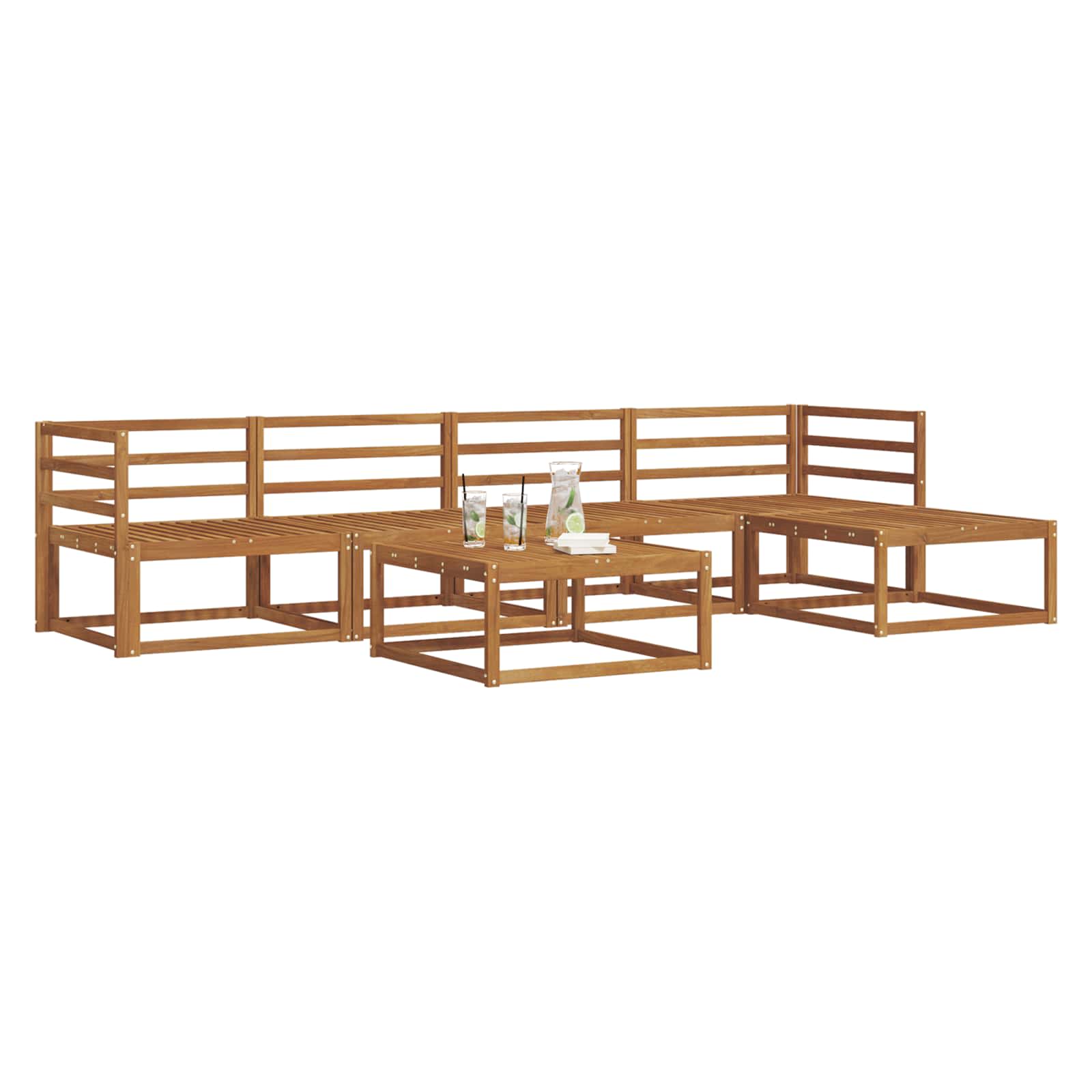 vidaXL Buiten bankenset 6 pcs Naturel Massief Acaciahout