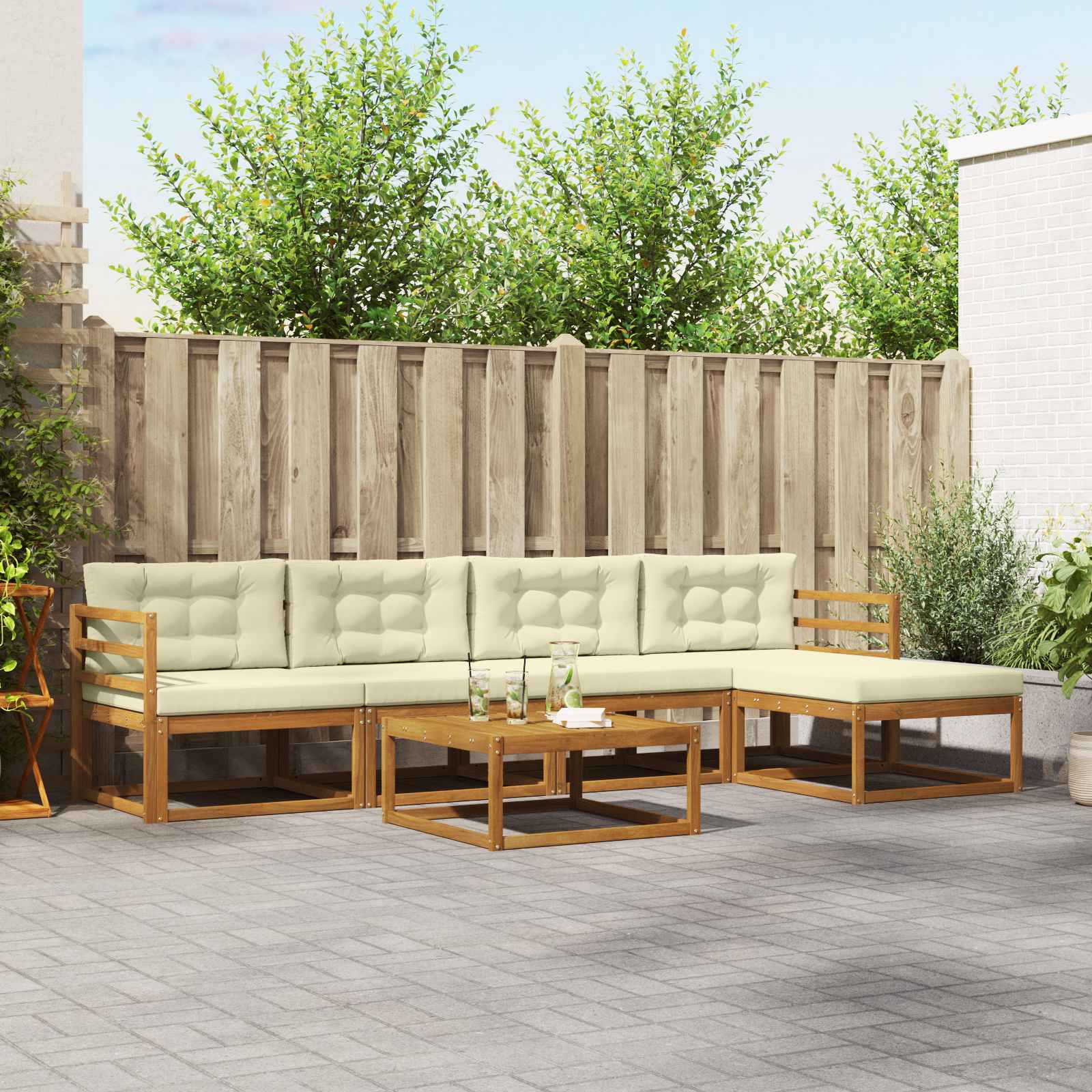 vidaXL Buiten bankenset 6 pcs Naturel Massief Acaciahout