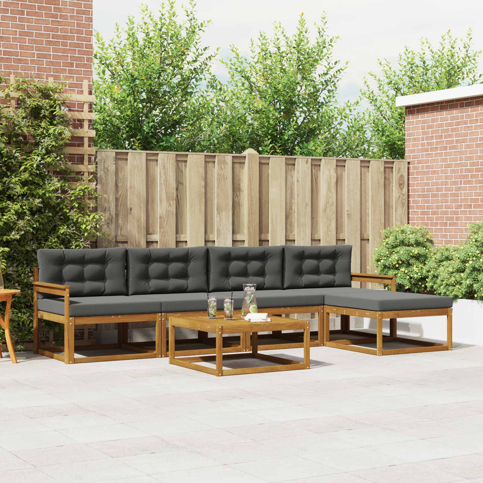 vidaXL Buiten bankenset 6 pcs Naturel Massief Acaciahout
