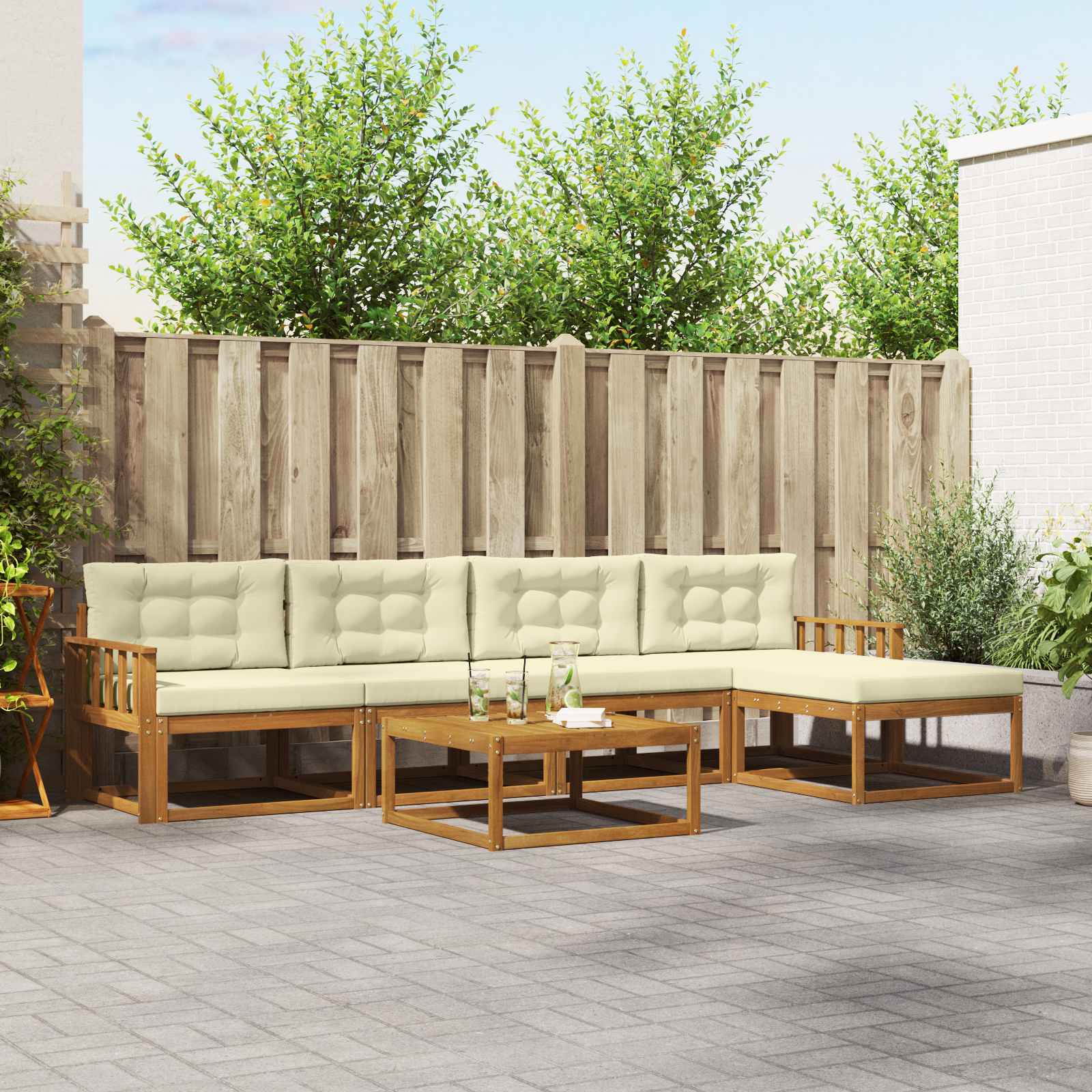 vidaXL Buiten bankenset 6 pcs Naturel Massief Acaciahout