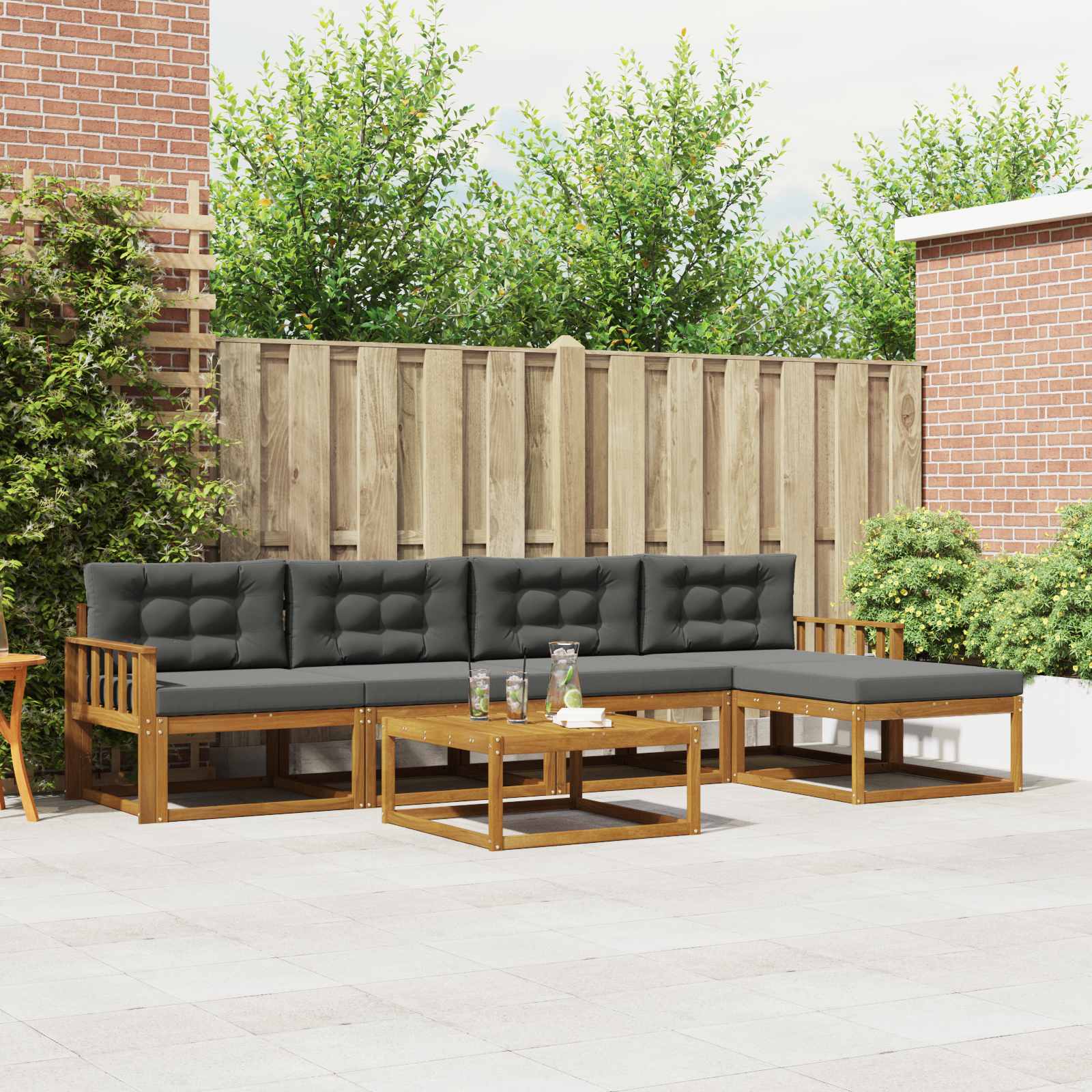 vidaXL Buiten bankenset 6 pcs Naturel Massief Acaciahout