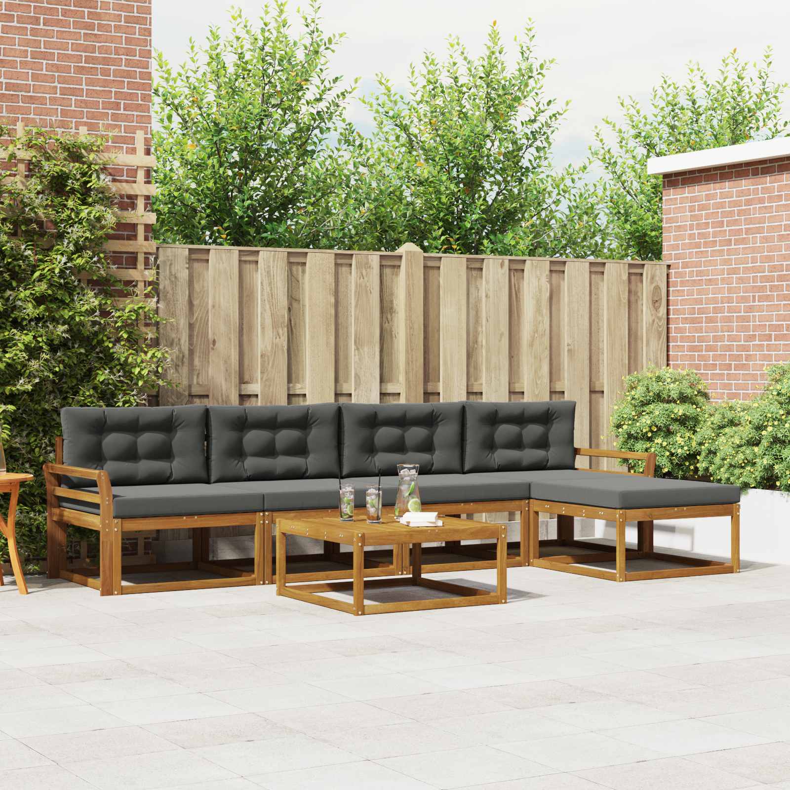 vidaXL Buiten bankenset 6 pcs Naturel Massief Acaciahout