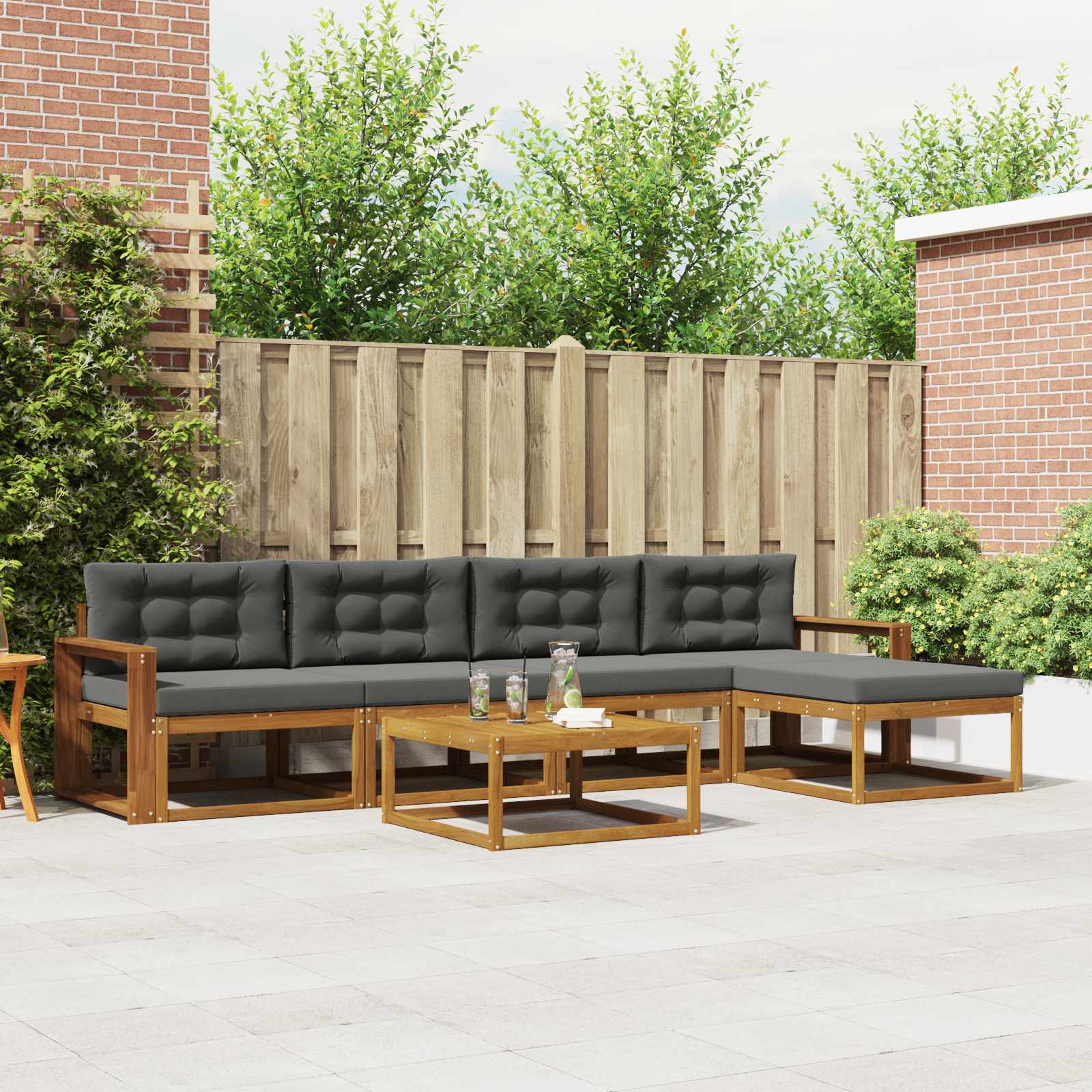 vidaXL Buiten bankenset 6 pcs Naturel Massief Acaciahout